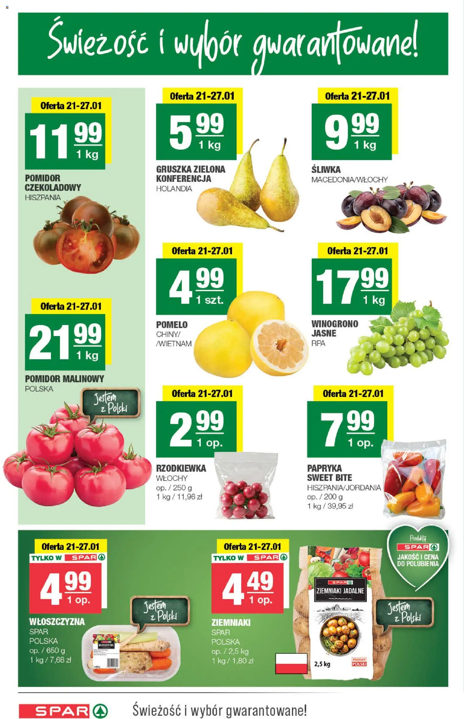 Spar Gazetka od 21.01.2026 | Strona: 2 | Produkty: Pomidor malinowy, Gruszka, Winogrono, Pomelo