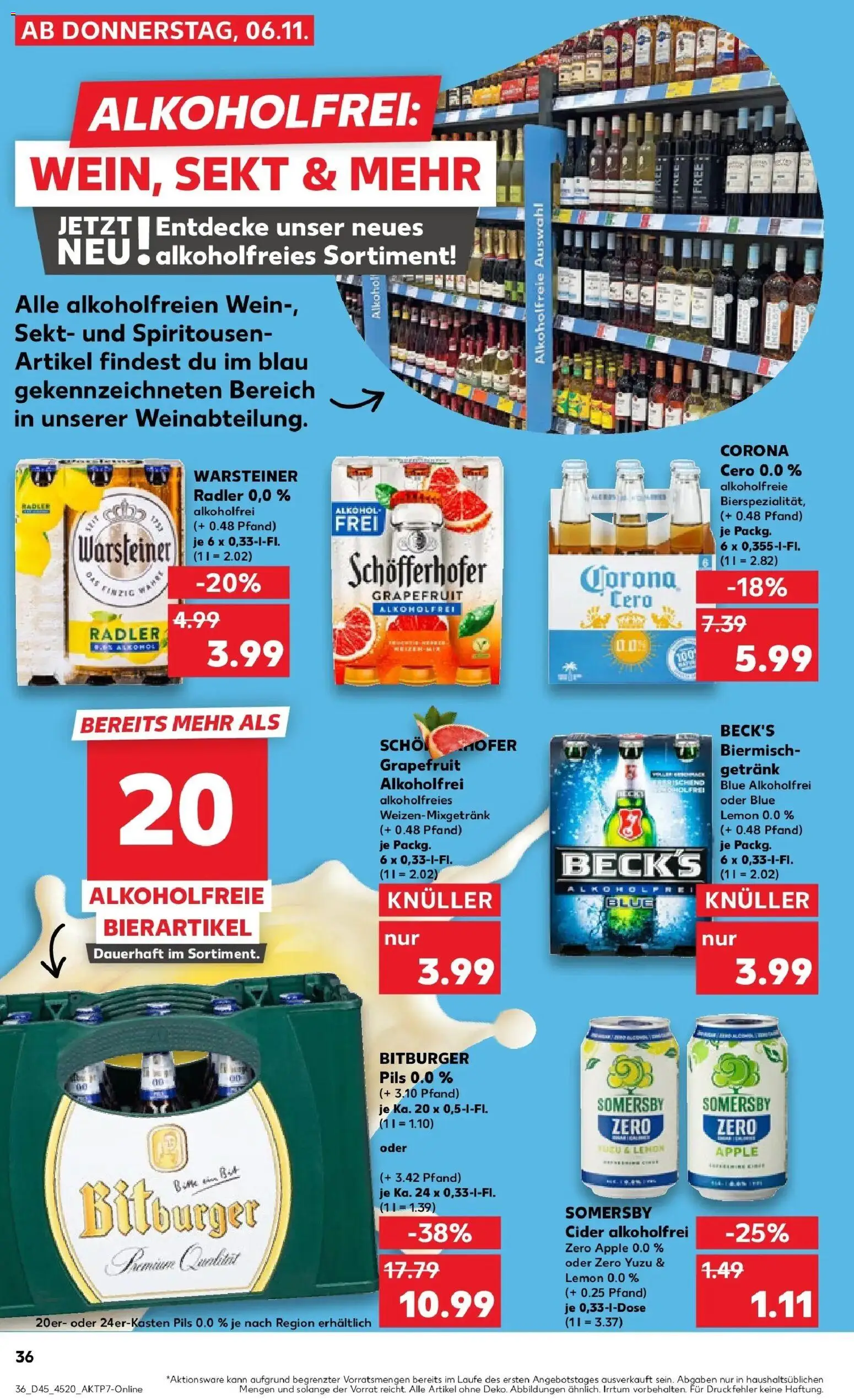 Kaufland prospekt Garbsen	 – gültig ab 06.11.2025 | Seite: 36 | Produkte: Bitburger, Grapefruit, Radler, Wein