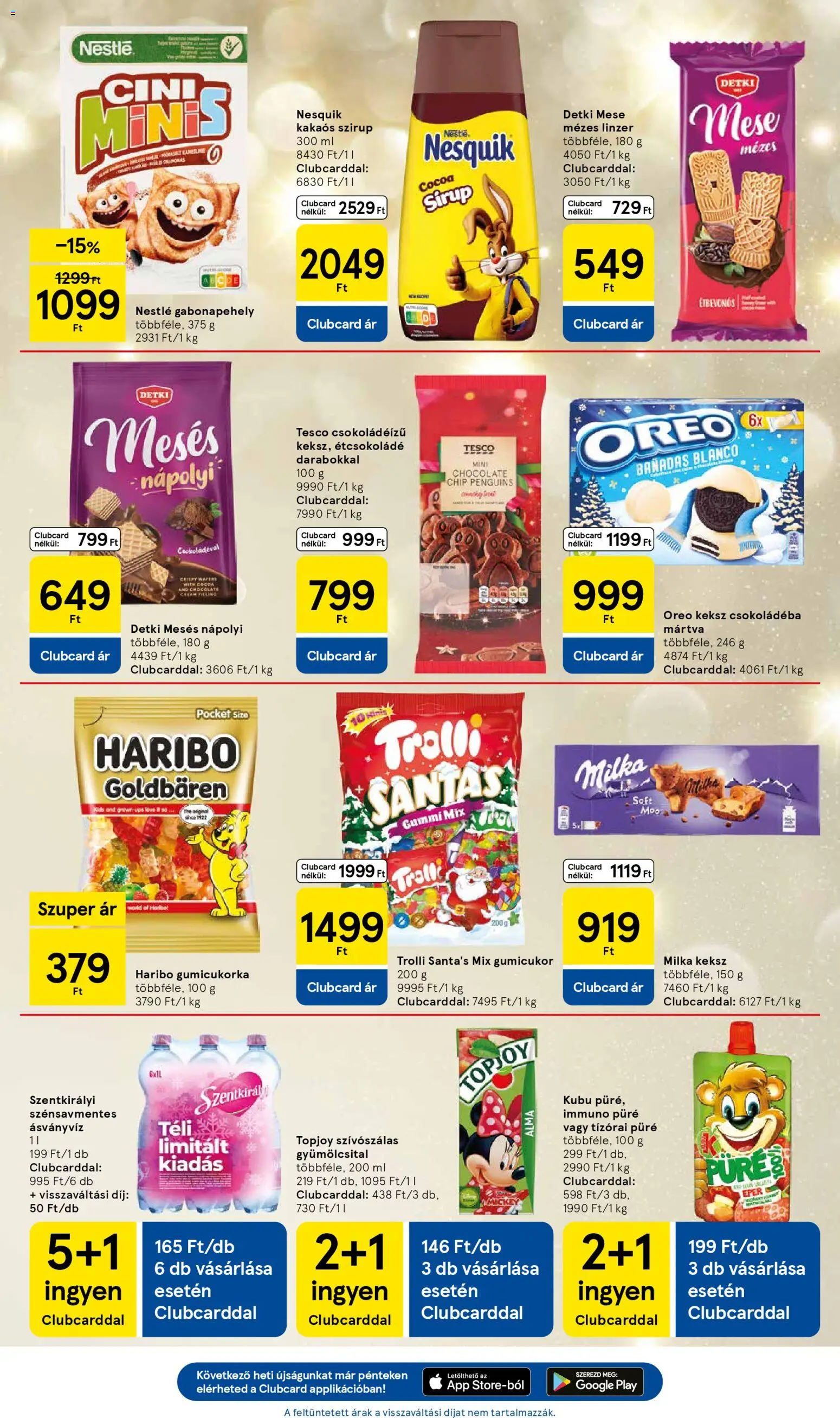 Tesco akciós ujság - amely érvényes a következő dátumtól: 11.12.2025 | Oldal: 29 | Termékek: Gabonapehely, Nesquik, Étcsokoládé, Ásványvíz