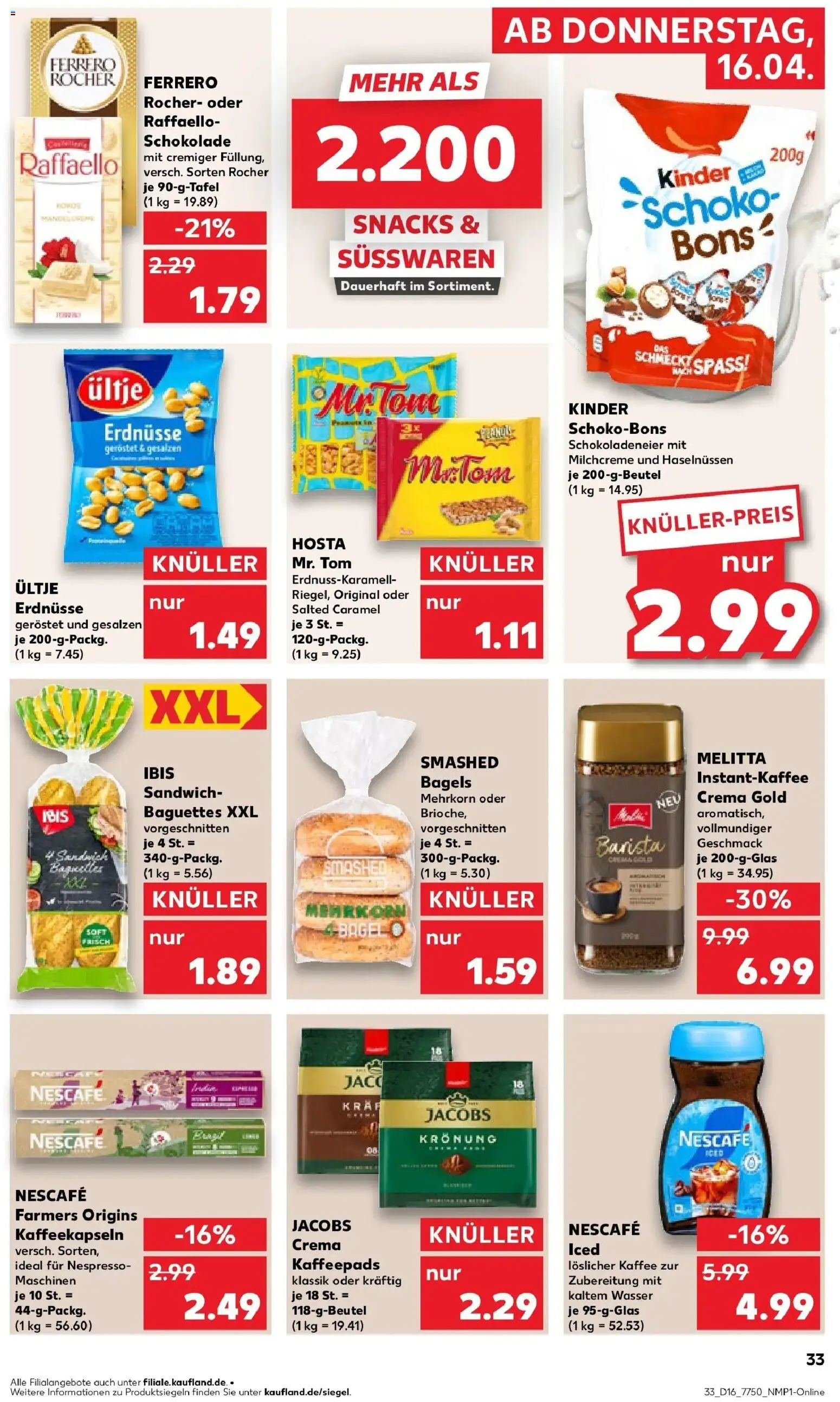 Kaufland Prospekt Germersheim	 – gültig ab 16.04.2026 | Seite: 33 | Produkte: Melitta, Kaffeepads, Ferrero rocher, Wasser