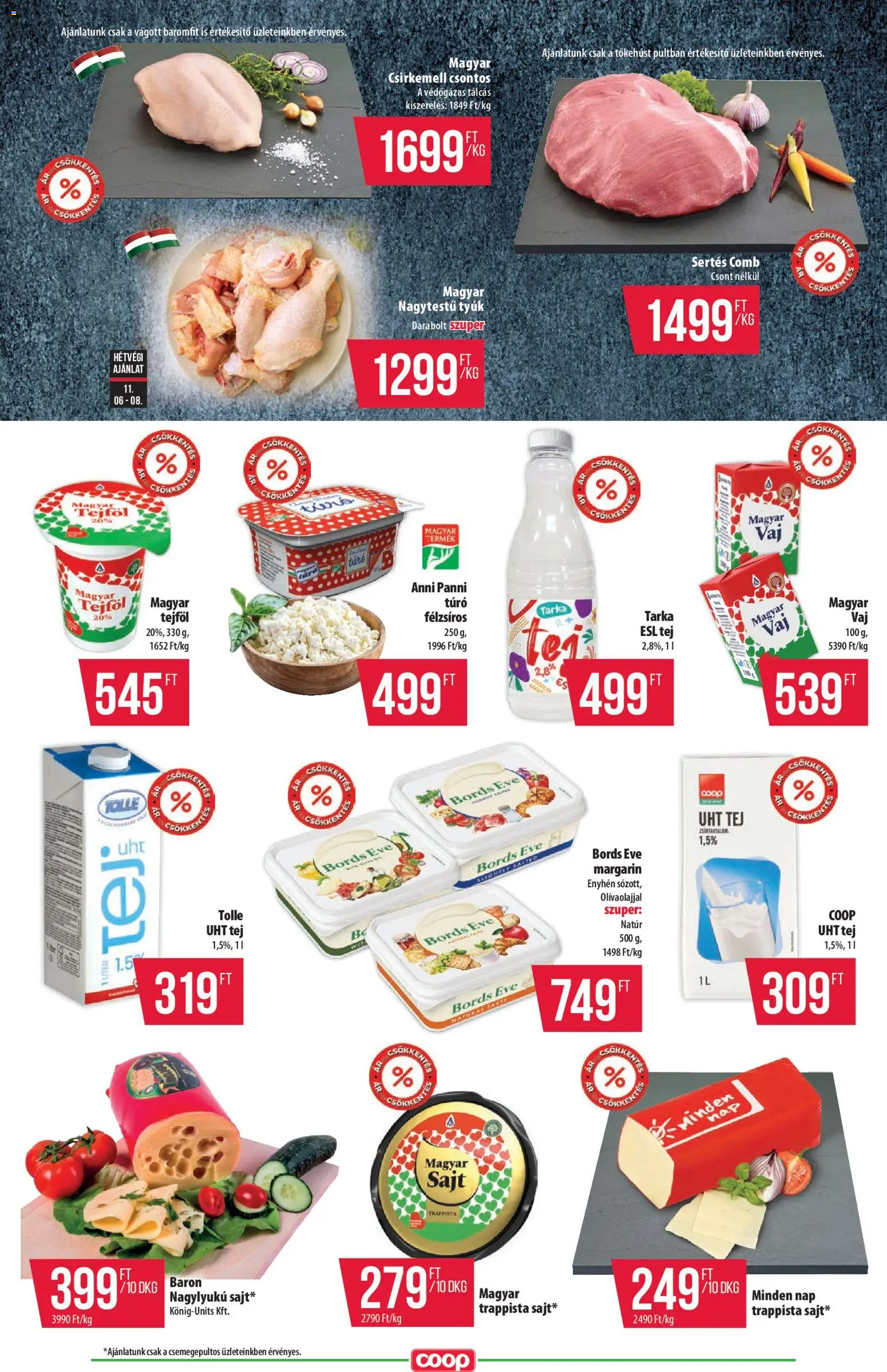 COOP akciós ujság - amely érvényes a következő dátumtól: 06.11.2025 | Oldal: 5 | Termékek: Margarin, Sajt, Tejföl, Túró