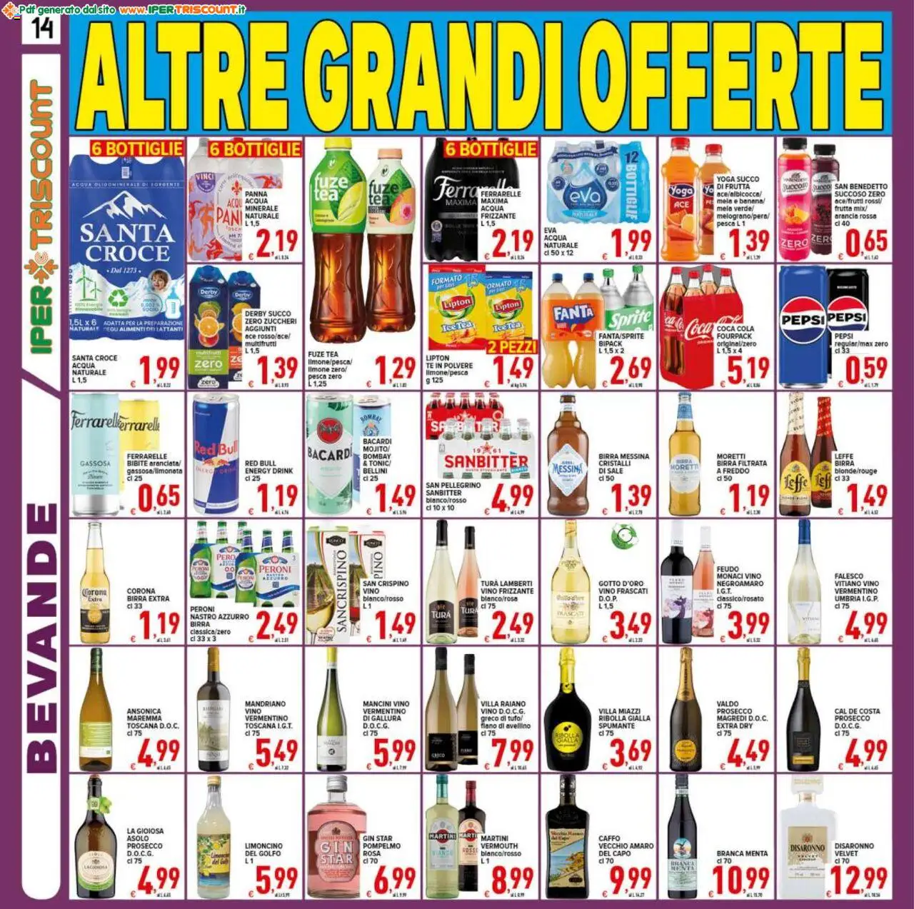 Volantino Ipertriscount del 25.07.2025 | Pagina: 14 | Prodotti: Tè, Pesca, Birra messina, Pepsi