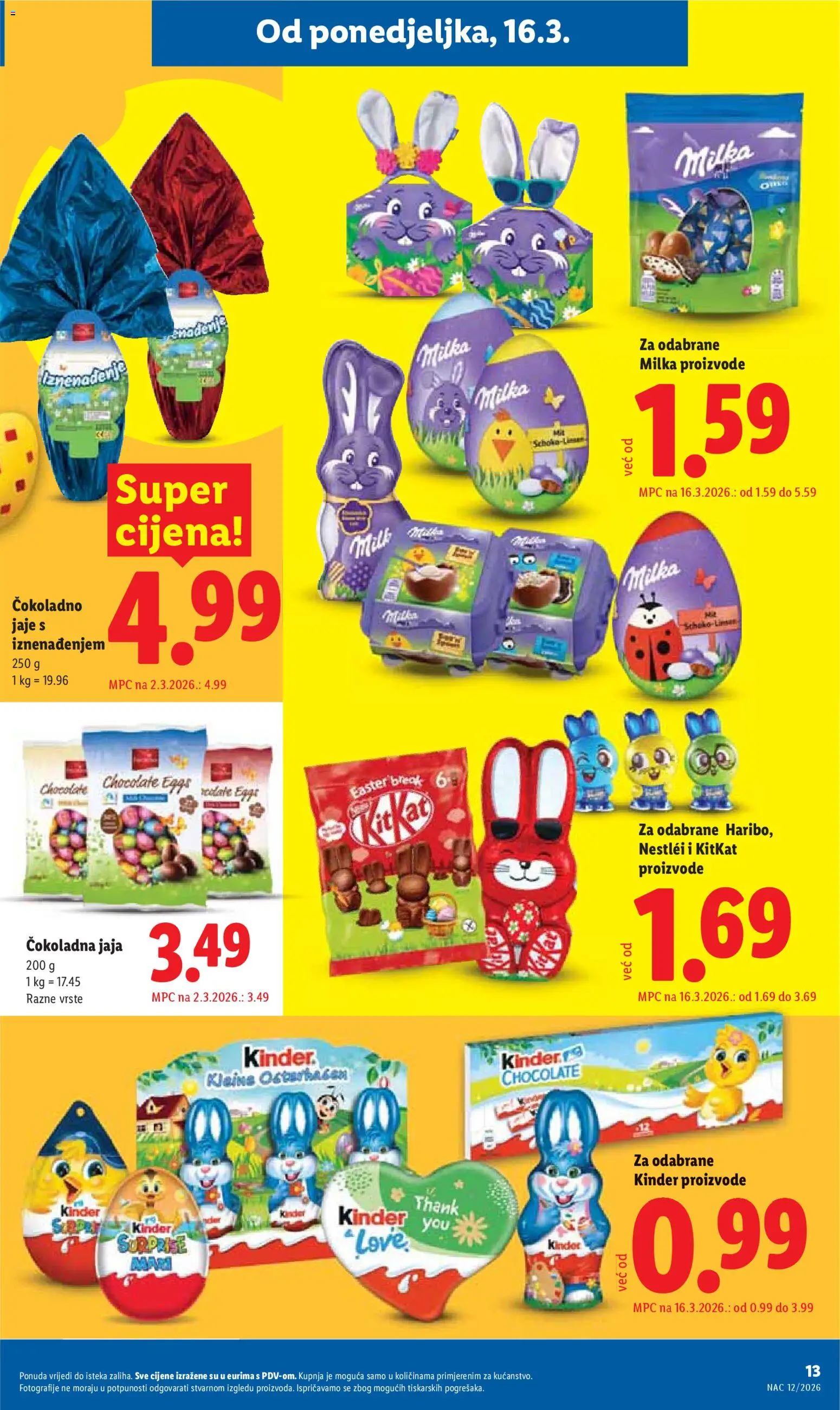 Lidl katalog | vrijedi od 16.03.2026 | Stranica: 13 | Proizvodi: Jaja, Milka