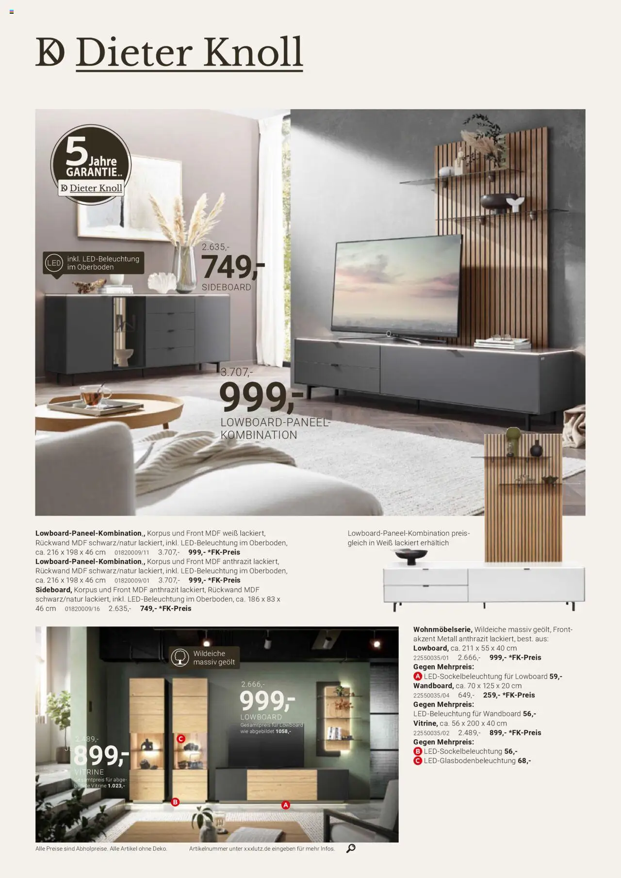 XXXL Lutz Dieter Knoll Spezial - gültig ab dem 04.08.2025 | Seite: 8 | Produkte: Sideboard, Lowboard, Wandboard, Vitrine