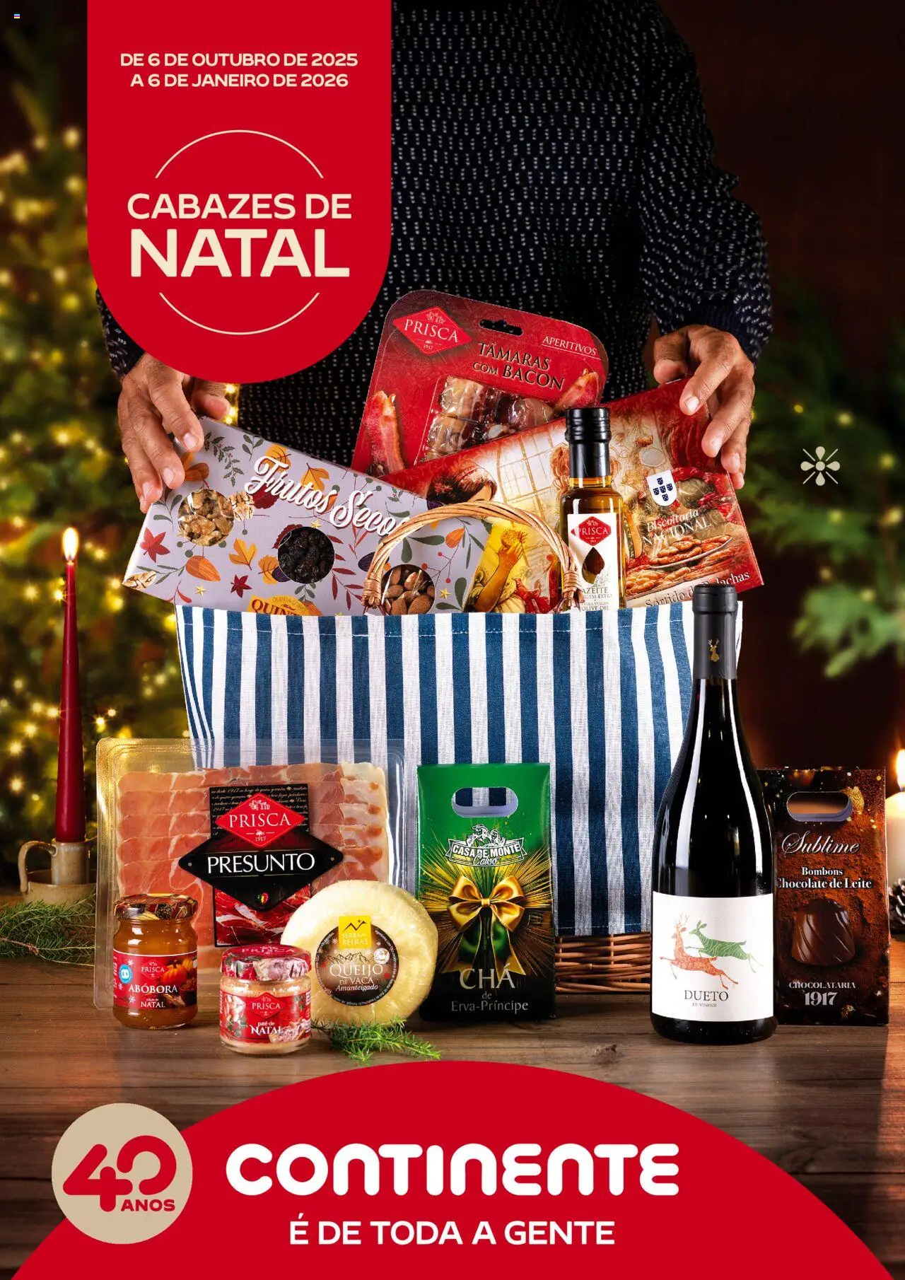 Continente - Cabazes de Natal │ válido de 06.10.2025 | Página: 1 | Produtos: Bacon, Chocolates, Presunto, Abóbora