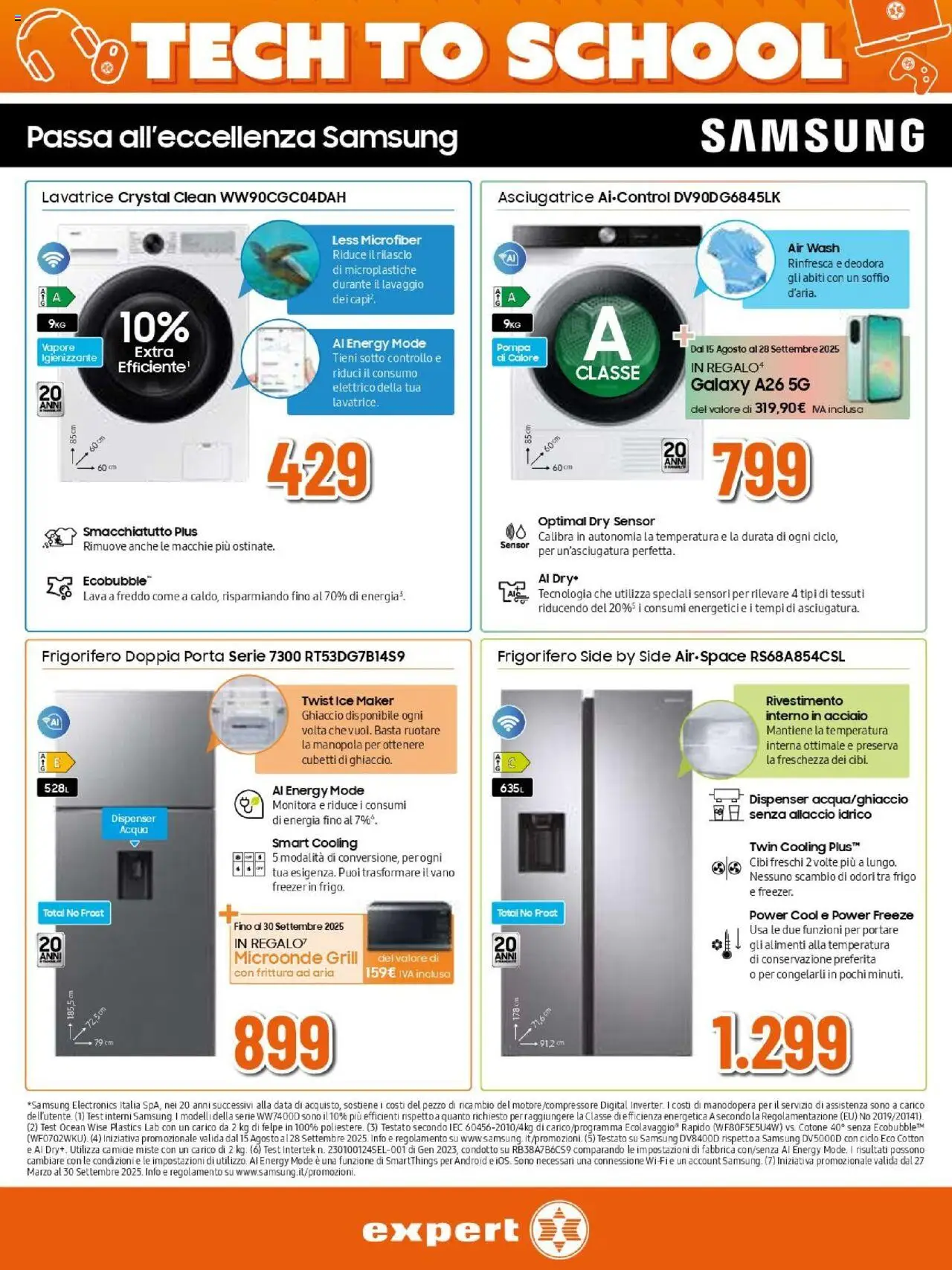 Volantino Expert del 14.08.2025 | Pagina: 25 | Prodotti: Microonde, Acqua, Freezer, Samsung