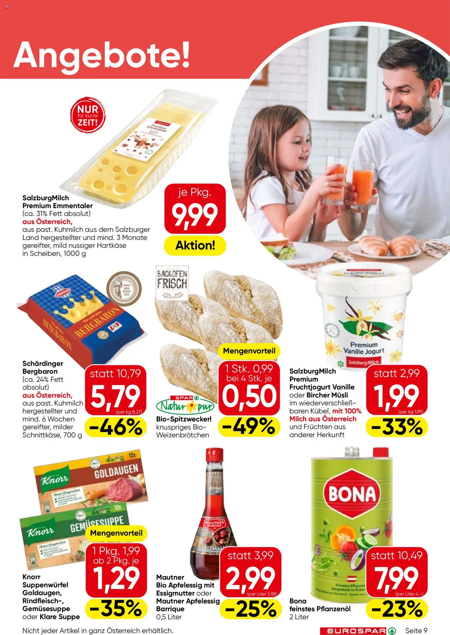 Eurospar Flugblatt - Vorarlberg gültig ab 15.01.2026 | Seite: 9 | Produkte: Milch, Rindfleisch