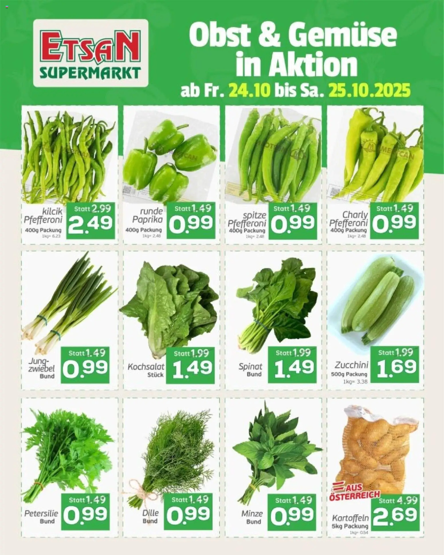 ETSAN Obst & Gemüse in Aktion gültig ab 24.10.2025 | Seite: 1 | Produkte: Kartoffeln, Gemüse, Obst, Petersilie