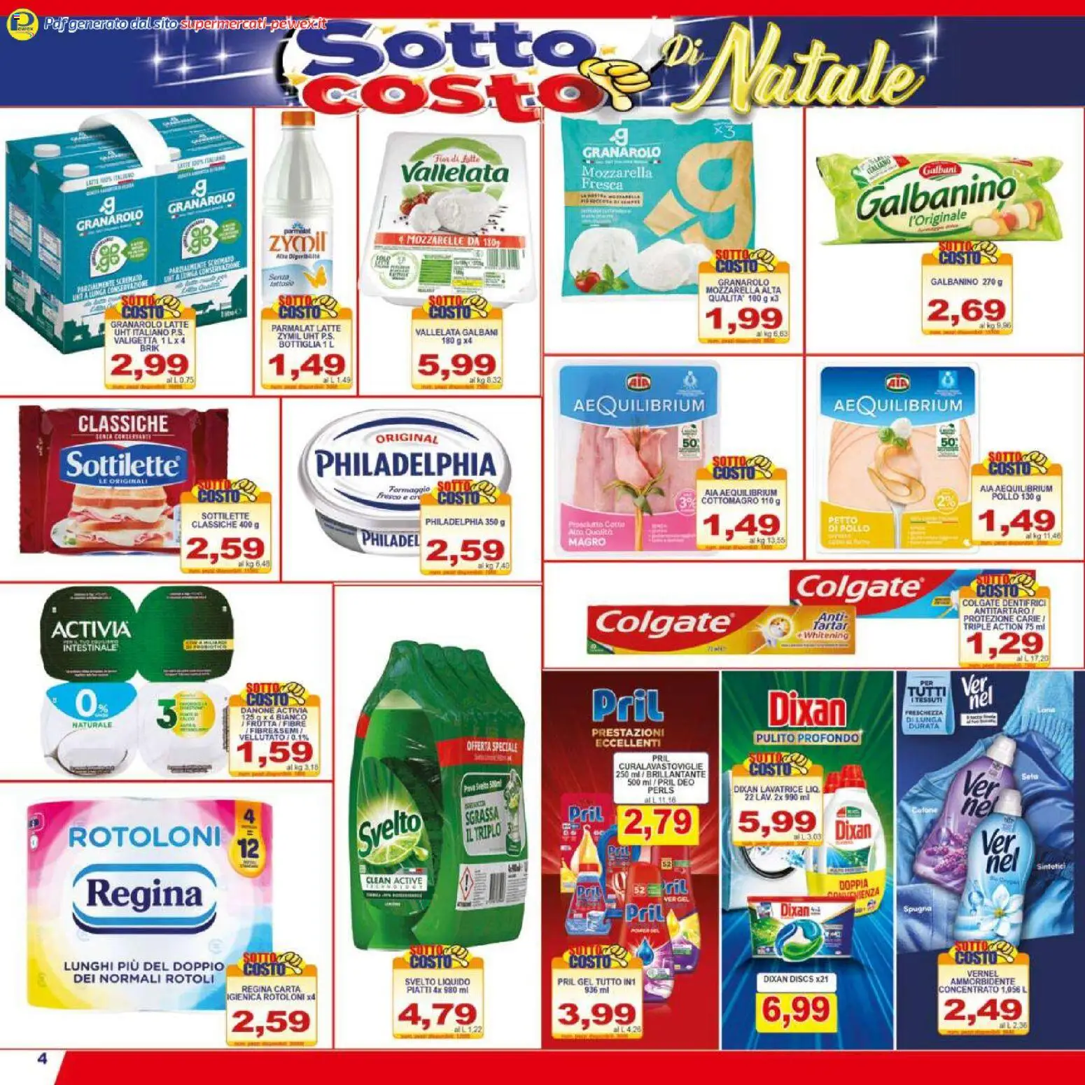 Volantino Pewex del 06.12.2025 | Pagina: 4 | Prodotti: Spugna, Mozzarella, Valigetta, Bottiglia