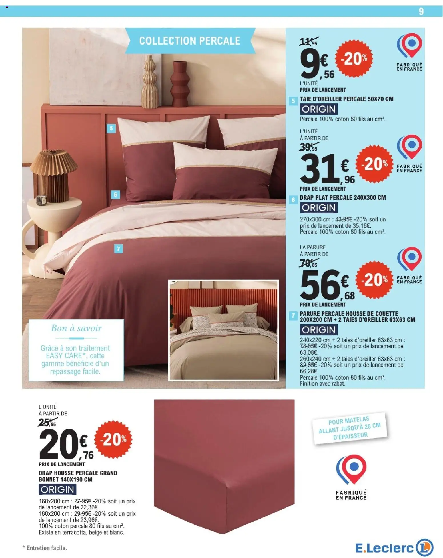 {H1} | Page: 9 | Produits: Bonnet, Taie d'oreiller, Matelas, Housse de couette