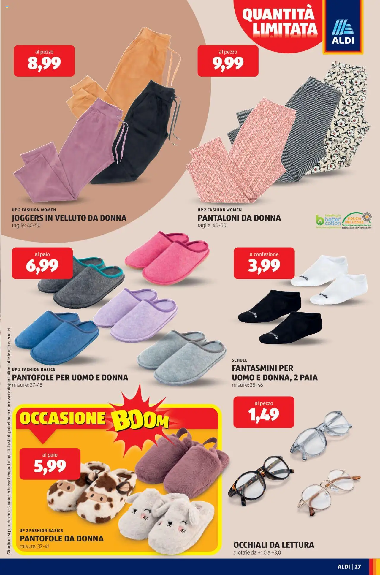 Volantino Aldi del 06.10.2025 | Pagina: 27 | Prodotti: Pantaloni, Pantofole, Fantasmini, Occhiali