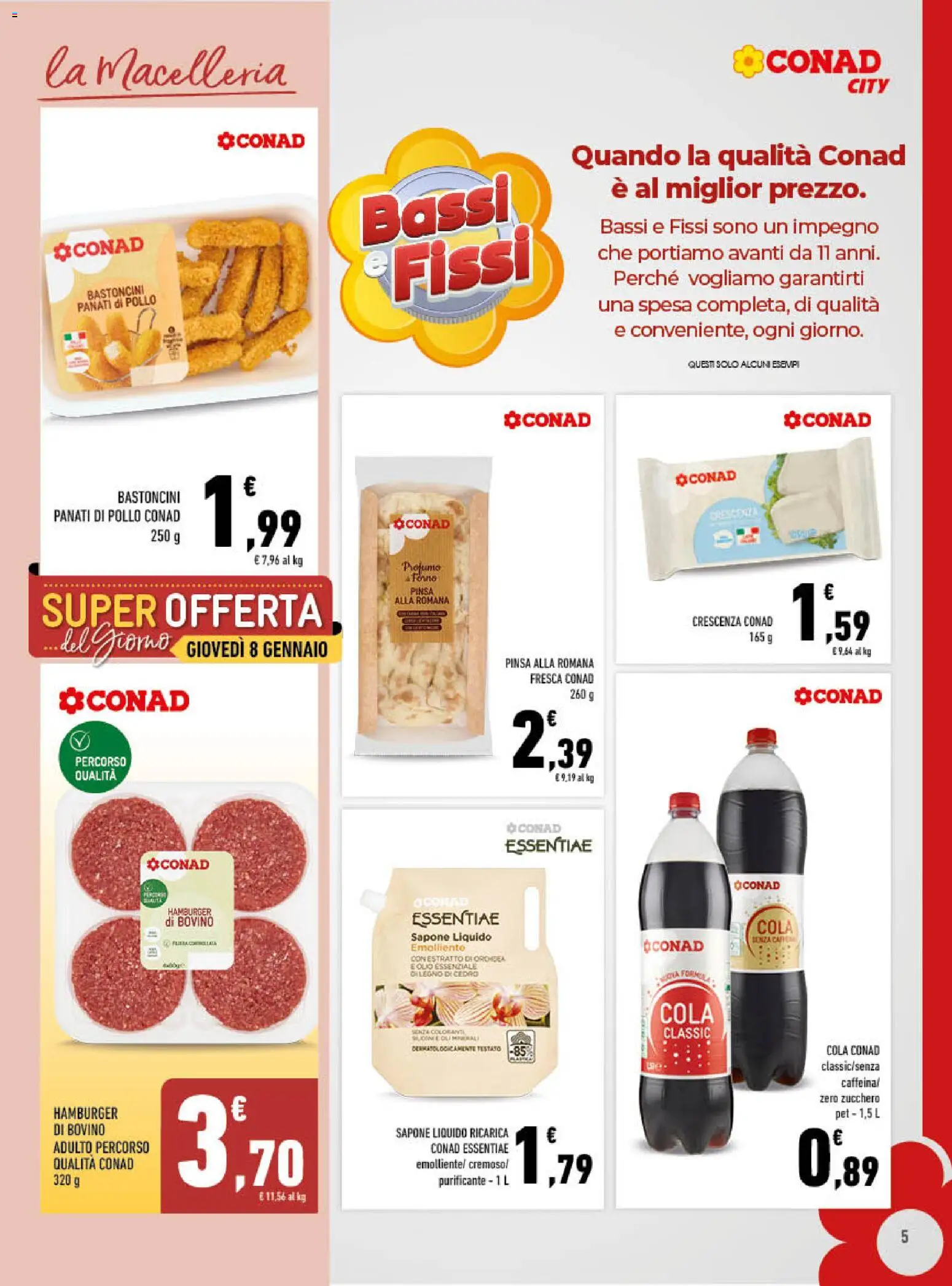 Volantino Conad del 03.01.2026 | Pagina: 5 | Prodotti: Bovino, Sapone, Crescenza, Orchidea
