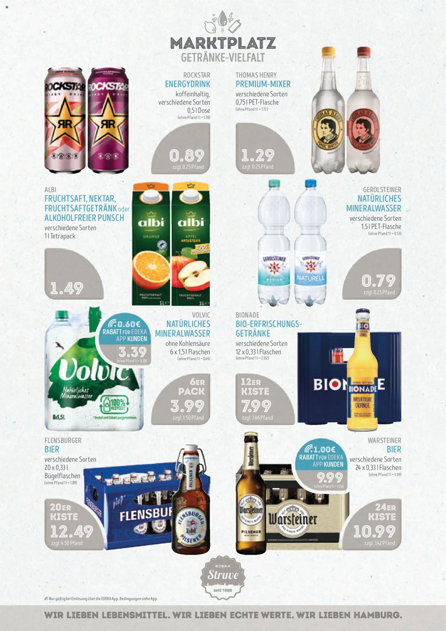 Edeka Struve Prospekt 	 – gültig ab 08.12.2025 | Seite: 12 | Produkte: Rockstar, Bionade, Mineralwasser, Flensburger