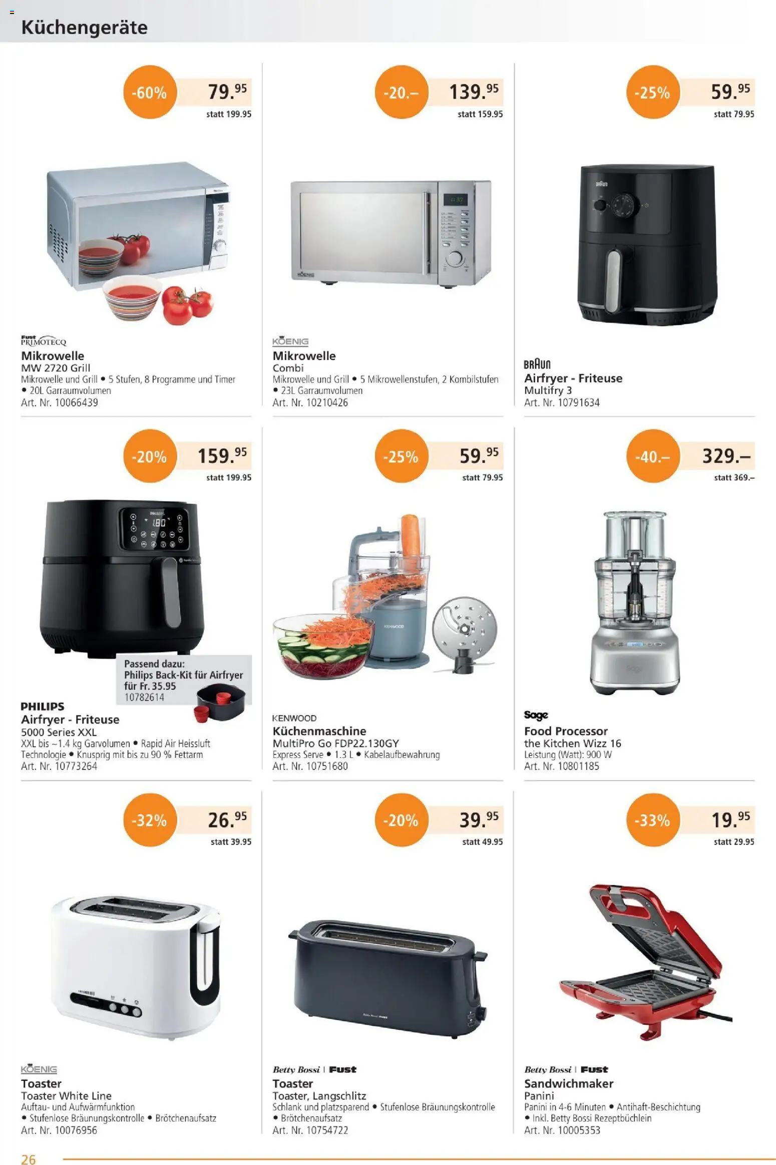 Fust Aktionen – gültig ab 26.01.2026 | Seite: 26 | Produkte: Sandwichmaker, Toaster, Friteuse, Philips