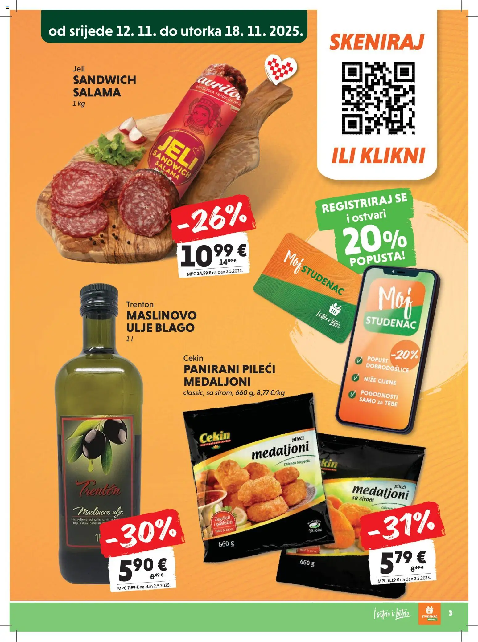 Studenac katalog | vrijedi od 12.11.2025 | Stranica: 3 | Proizvodi: Ulje, Salama, Maslinovo ulje