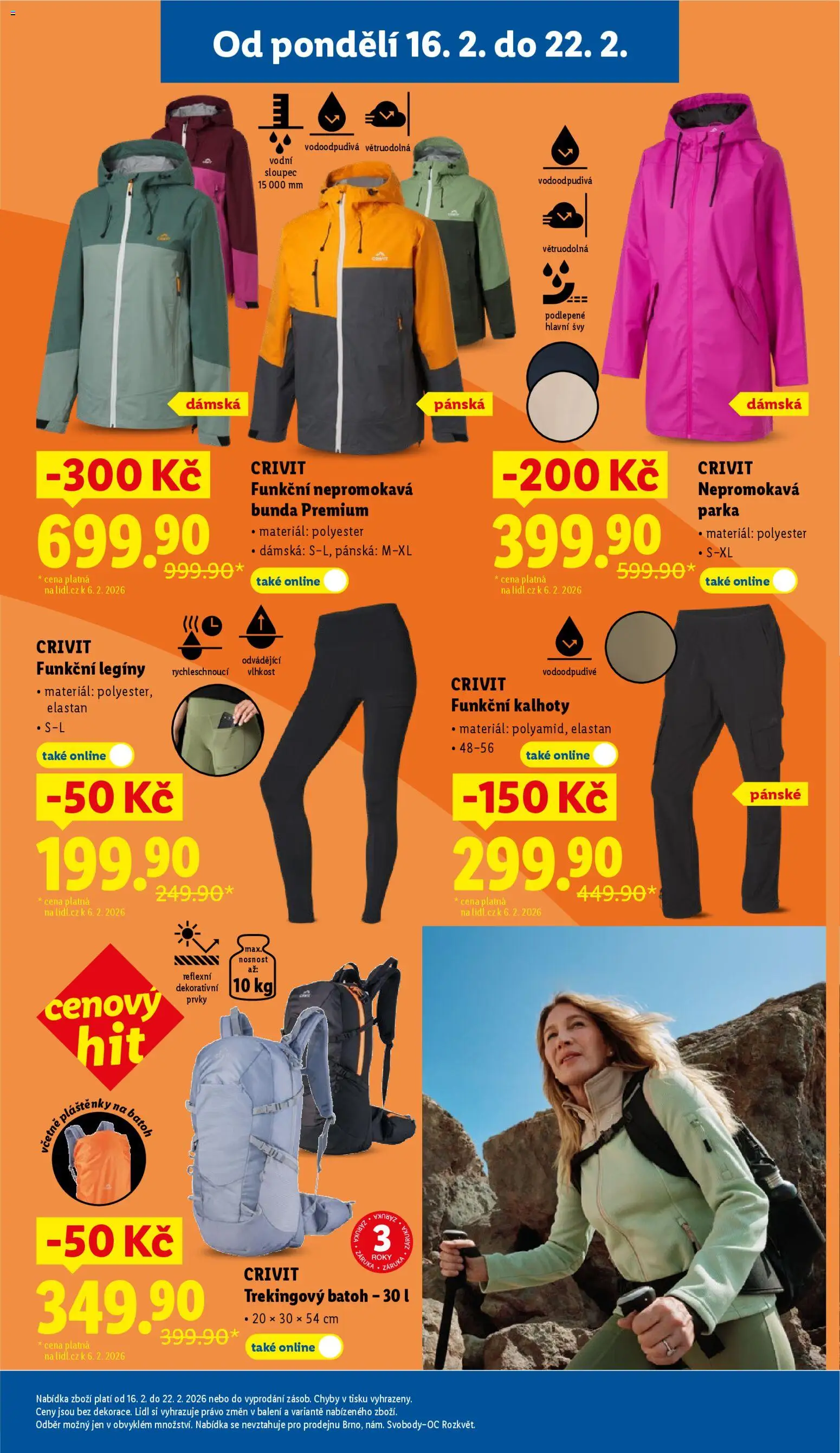 Lidl leták od 16.02.2026 | Strana: 35 | Produkty: Bunda, Legíny, Batoh, Nepromokavá bunda