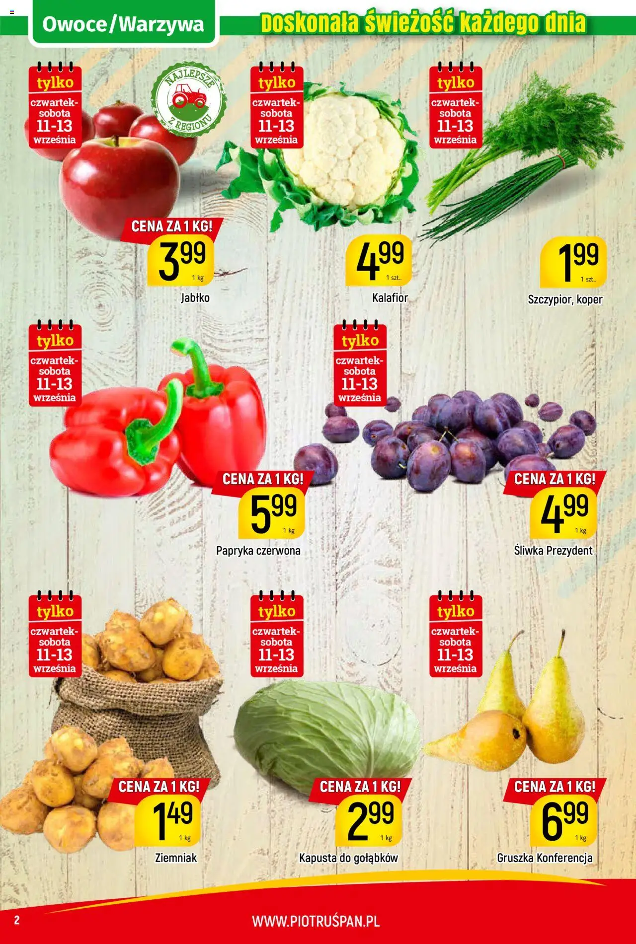 Piotruś Pan Gazetka od 11.09.2025 | Strona: 2 | Produkty: Kapusta, Gruszka, Kalafior, Papryka czerwona
