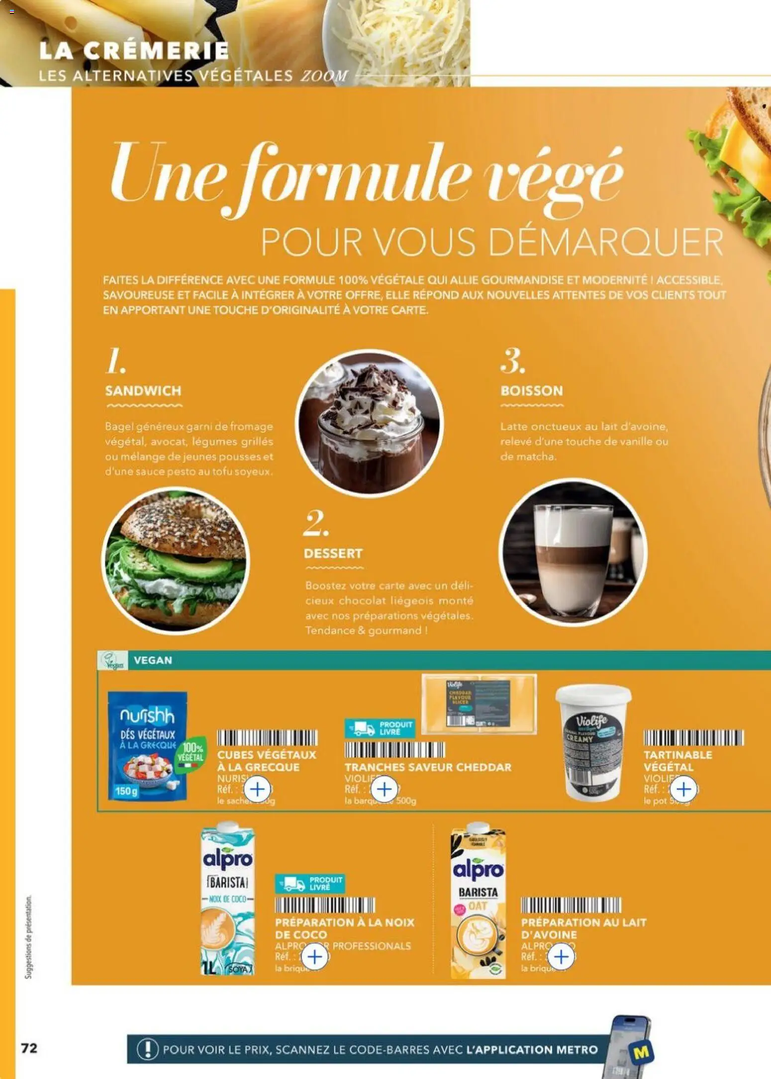 {H1} | Page: 72 | Produits: Sandwich, Chocolat, Cheddar, Noix
