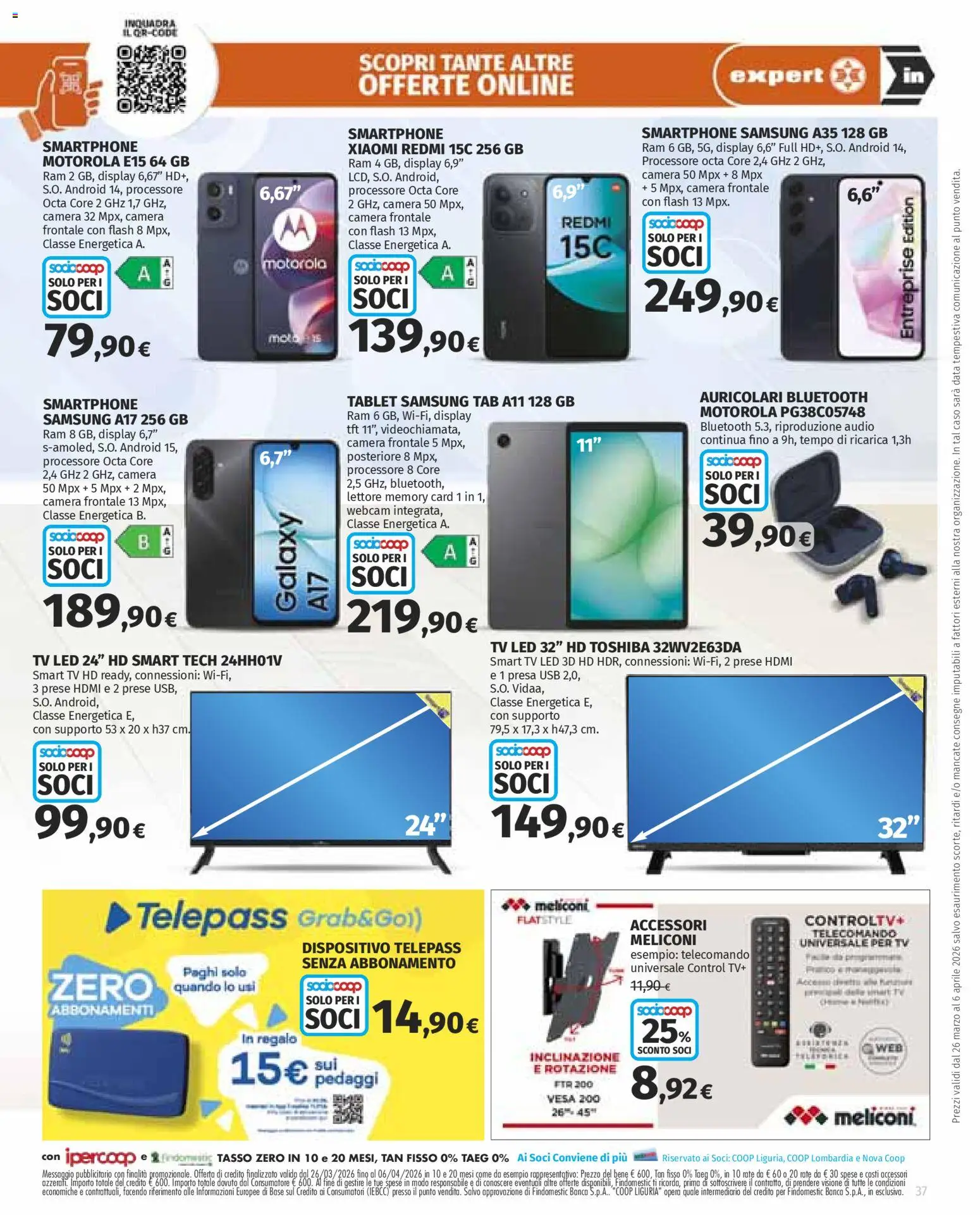 Volantino Ipercoop del 26.03.2026 | Pagina: 37 | Prodotti: smart TV, Data, Smartphone, Tablet