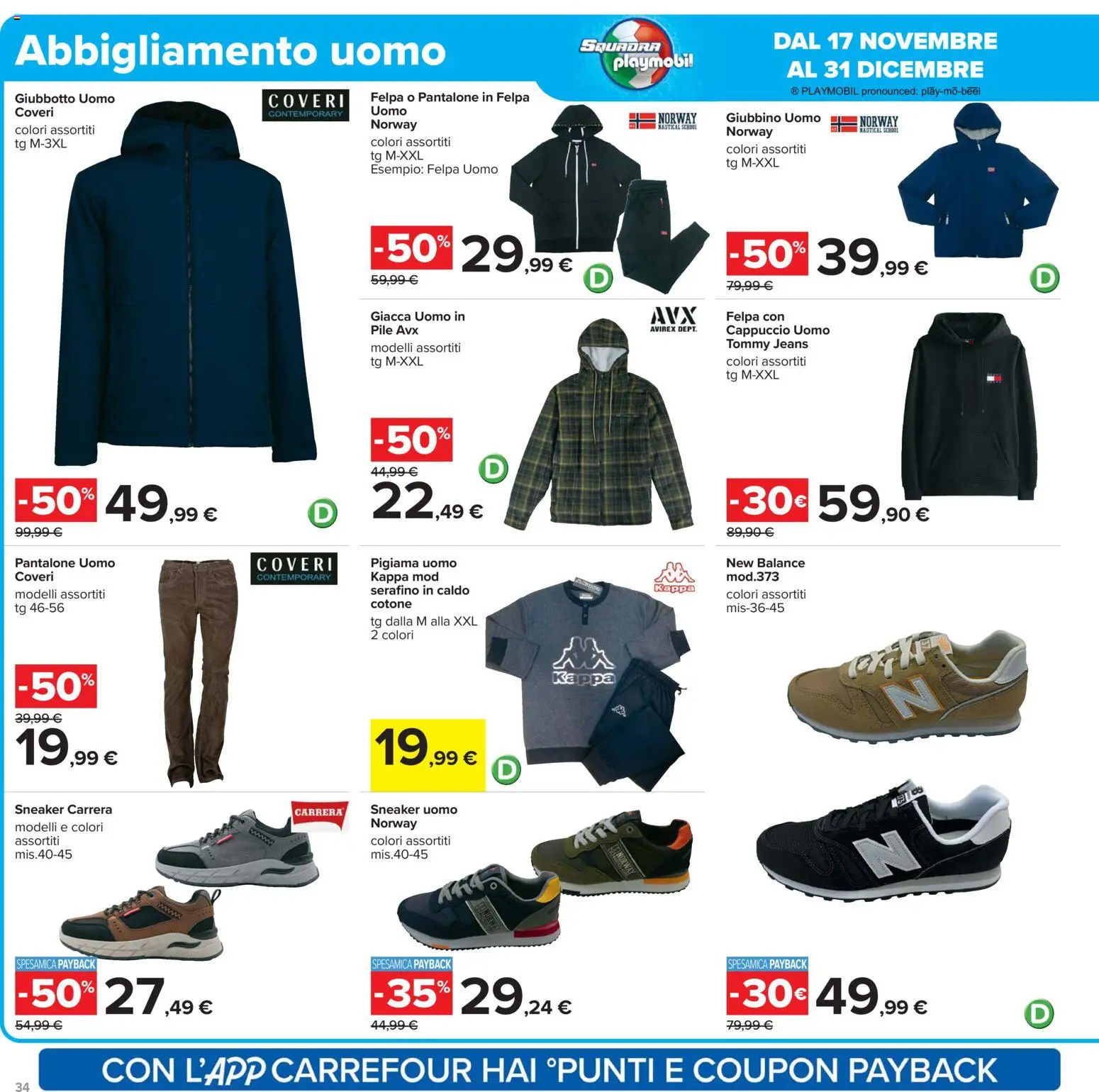 Volantino Carrefour del 17.11.2025 | Pagina: 34 | Prodotti: Pile, Felpa, Pigiama, Jeans