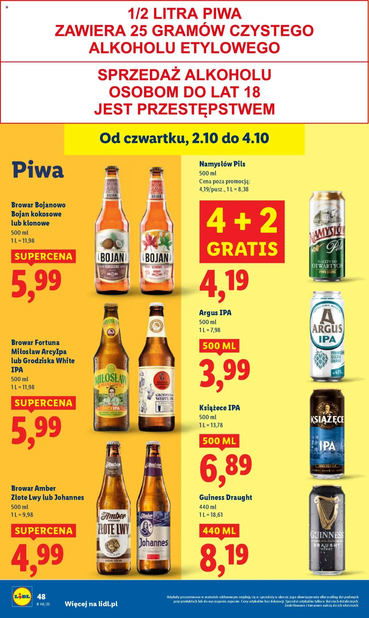 Lidl Gazetka od 02.10.2025 | Strona: 52 | Produkty: Piwo