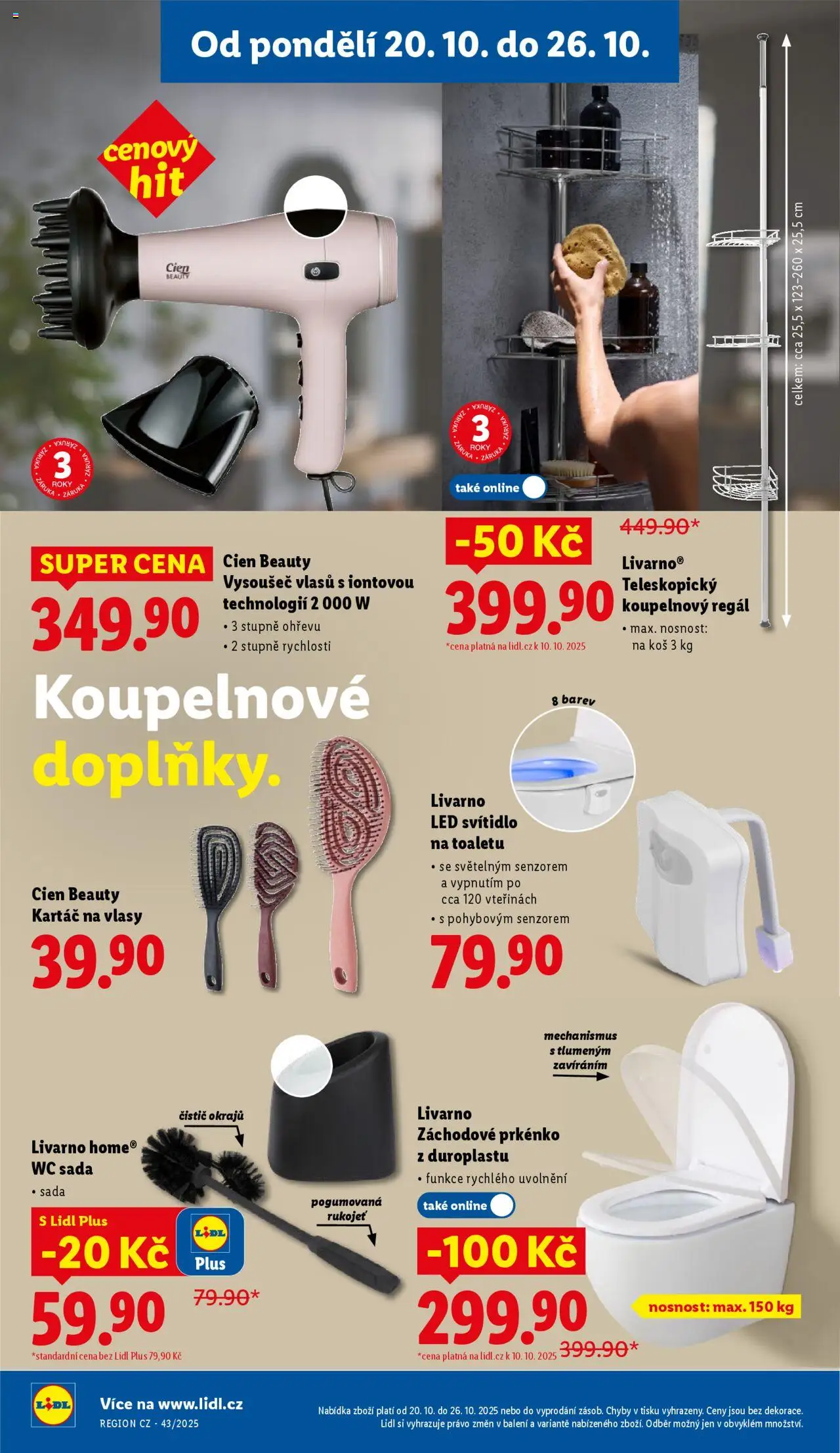 Lidl leták - Spotřební zboží od 20.10.2025 | Strana: 10 | Produkty: Kartáč na vlasy, Záchodové prkénko, Prkénko, Koupelnový regál