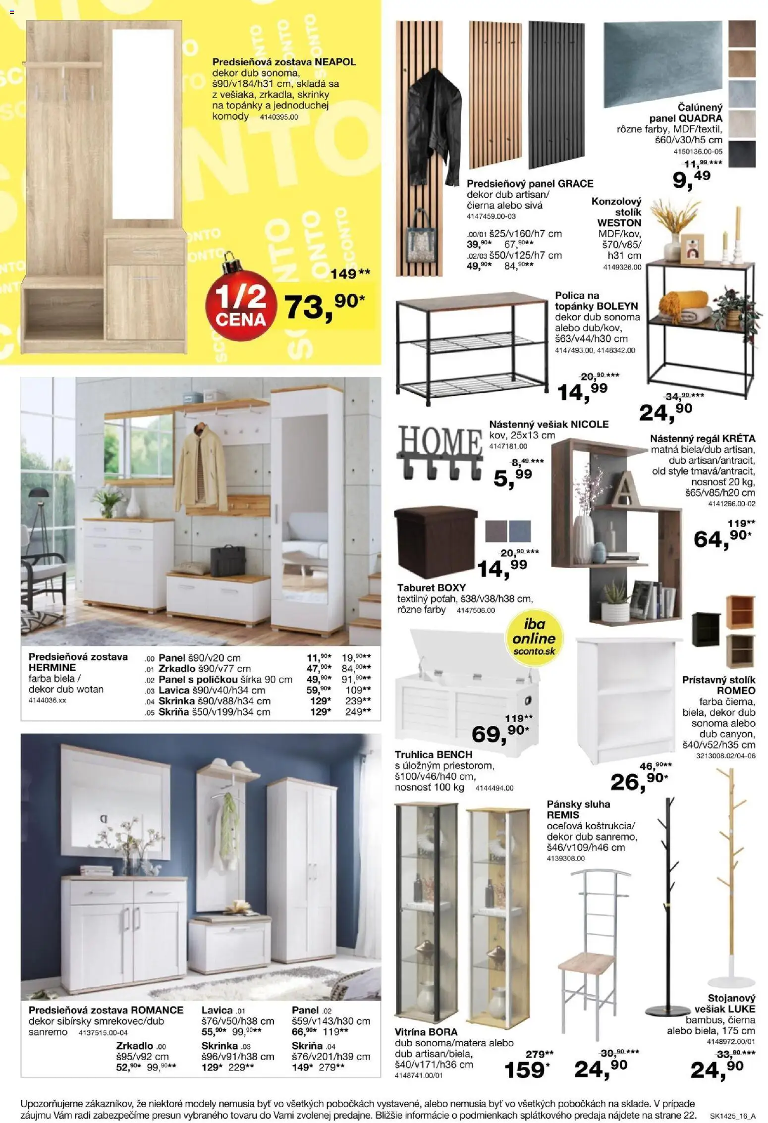 Nové Sconto nábytok akcie – leták je platný od 05.11.2025 | Strana: 16 | Produkty: Regál, Skriňa, Predsieňová zostava, Zrkadlo
