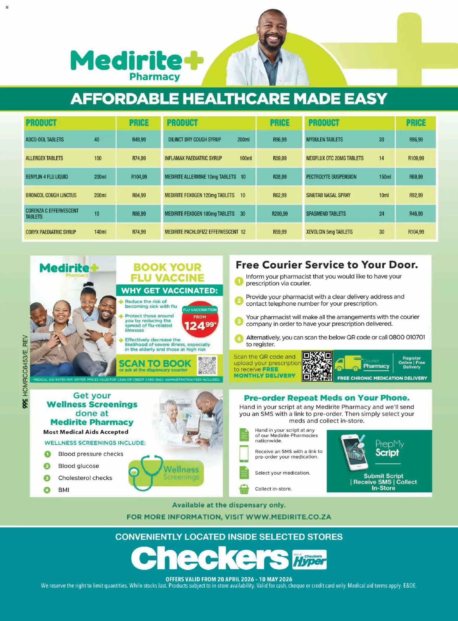 New Checkers catalogue – valid from 20.04.2026 | Page: 4 | Products: Cough syrup, Syrup, Nasal spray