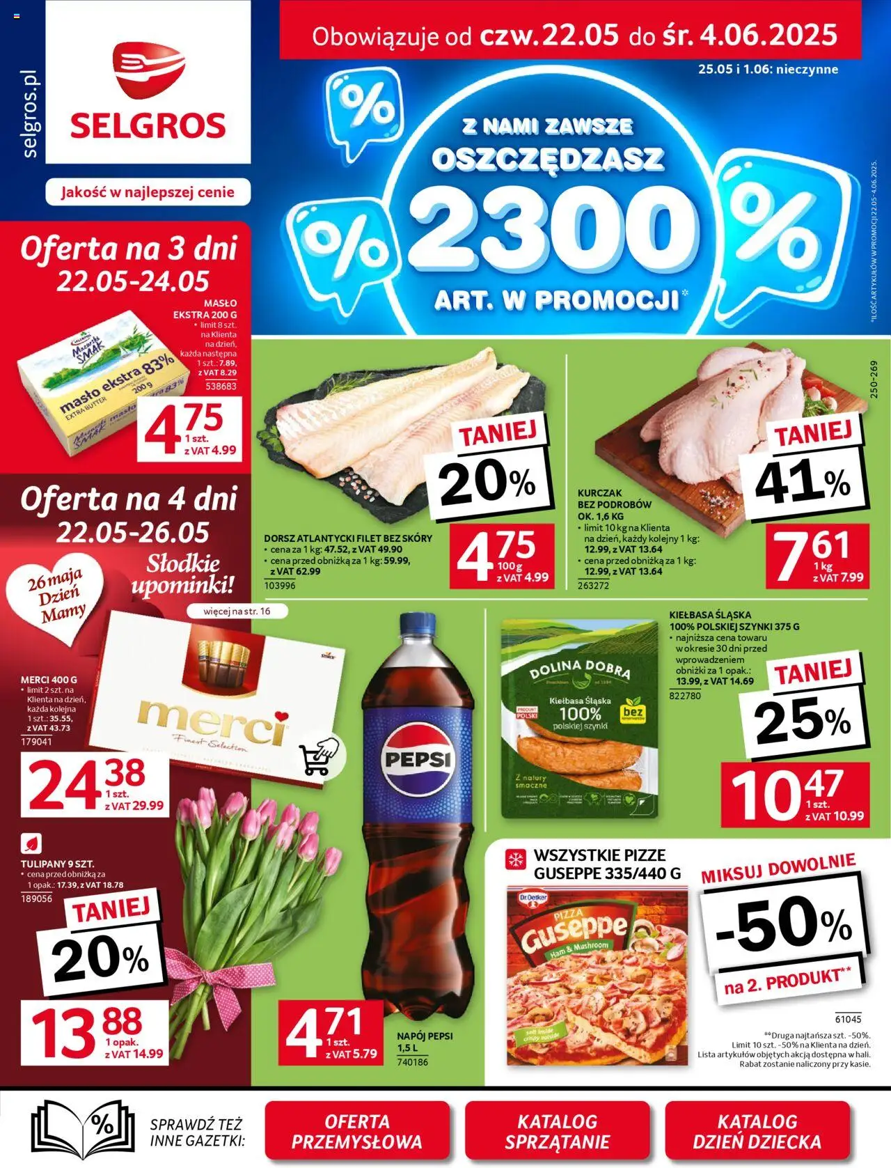 Selgros cash&carry Gazetka od 22.05.2025 | Strona: 1 | Produkty: Merci, Pepsi, Dorsz, Pizza