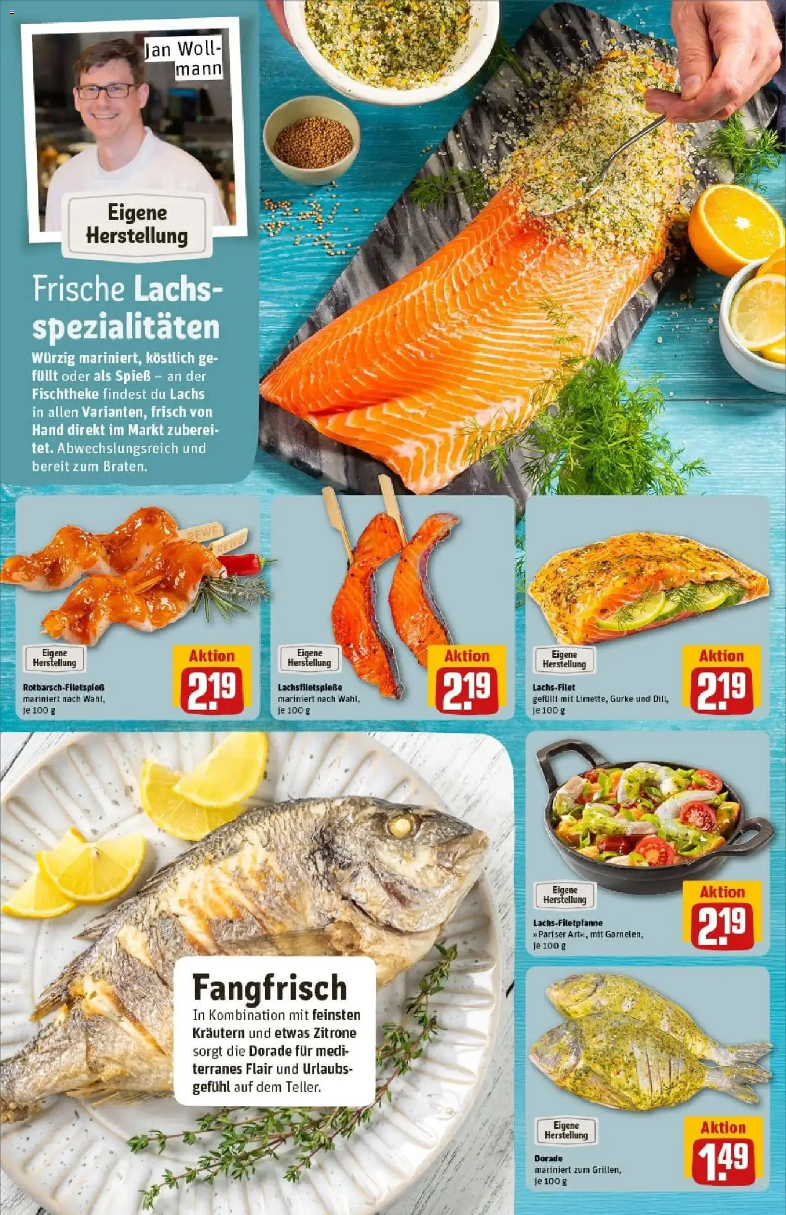 Rewe prospekt Kiel	 – gültig ab 26.01.2026 | Seite: 14 | Produkte: Dorade, Lachs, Zitrone