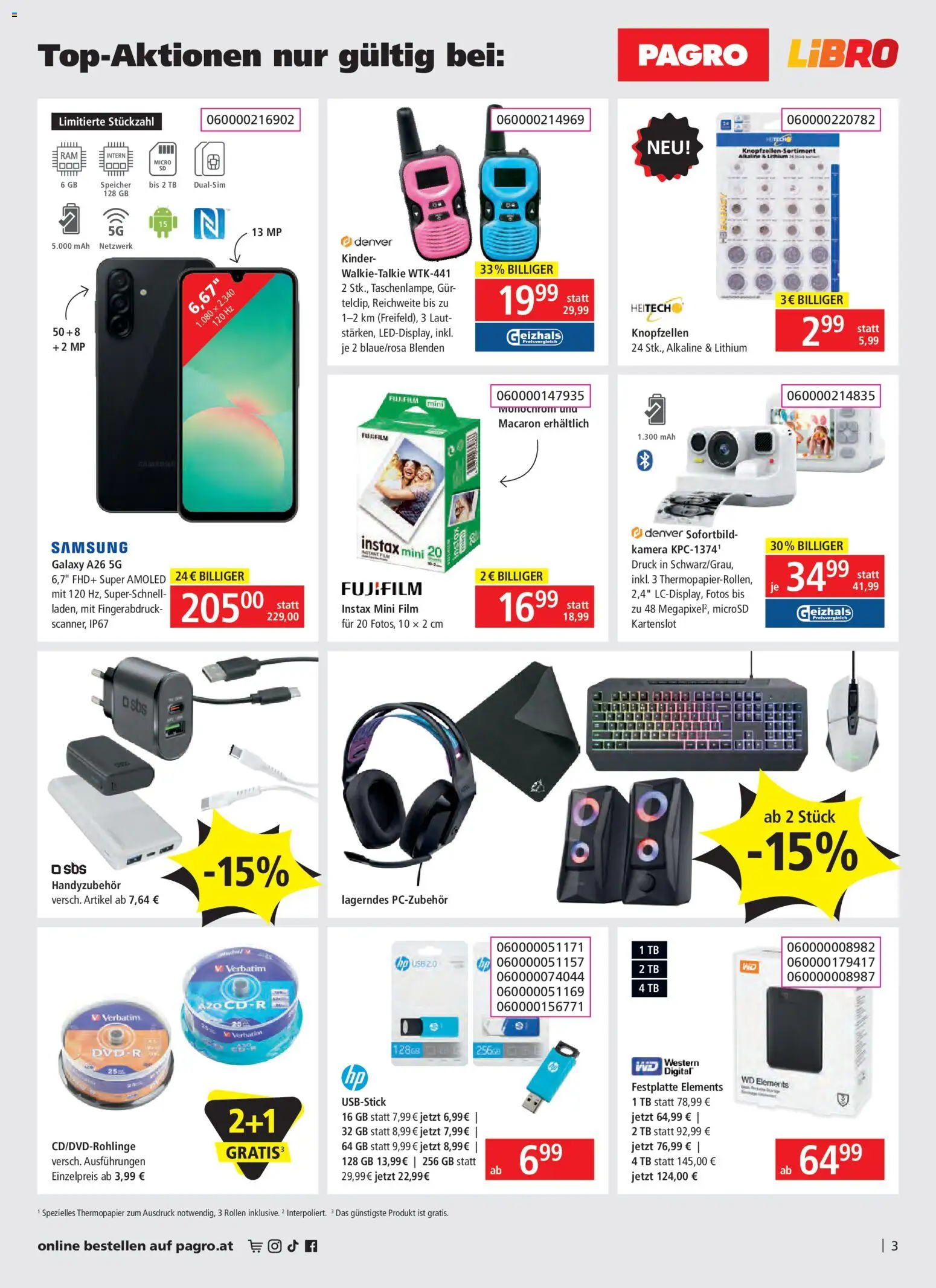 Libro Flugblatt gültig ab 26.03.2026 | Seite: 3 | Produkte: Kamera, USB, Samsung