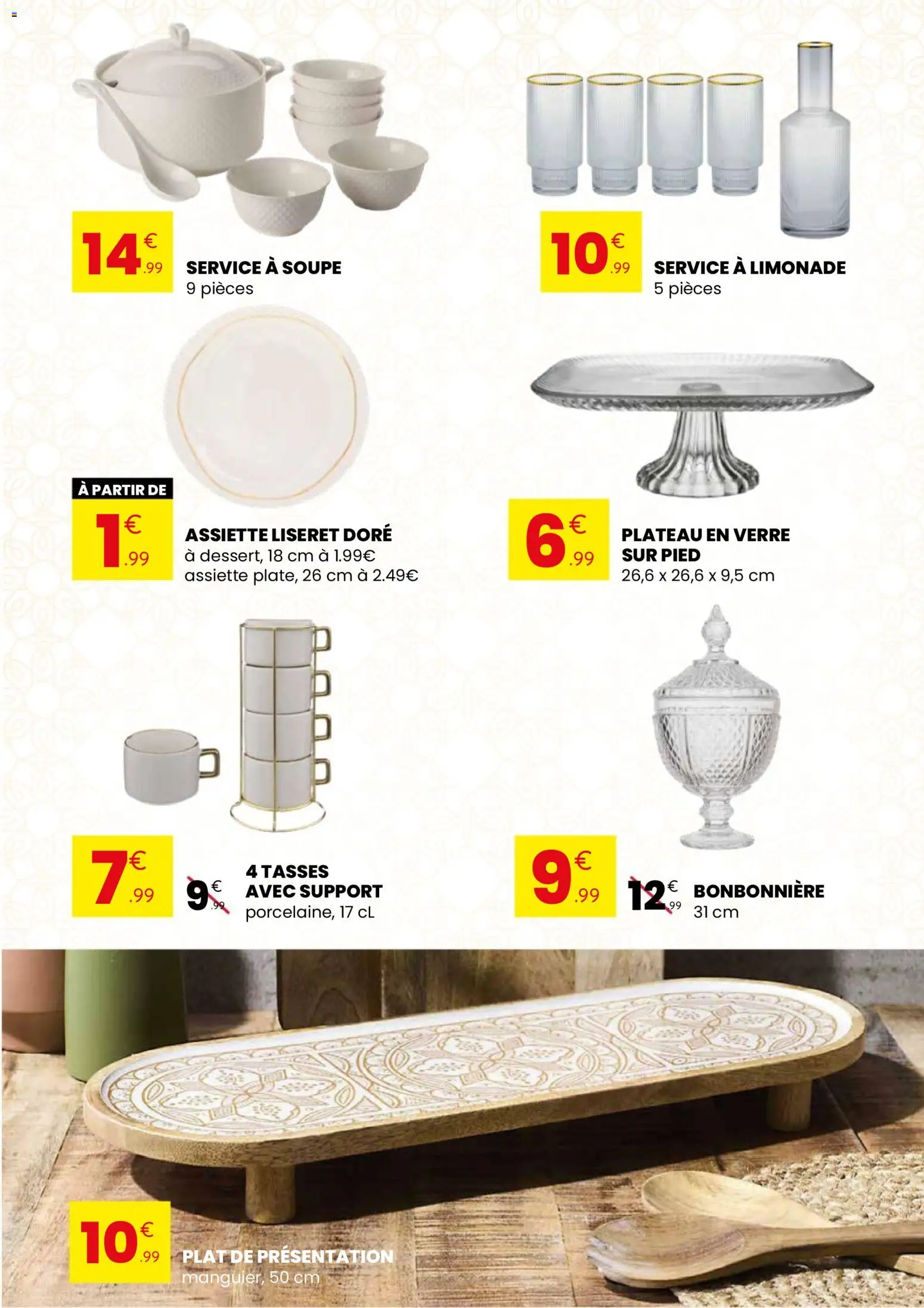 {H1} | Page: 3 | Produits: Soupe, Limonade, Plateau, Tasses