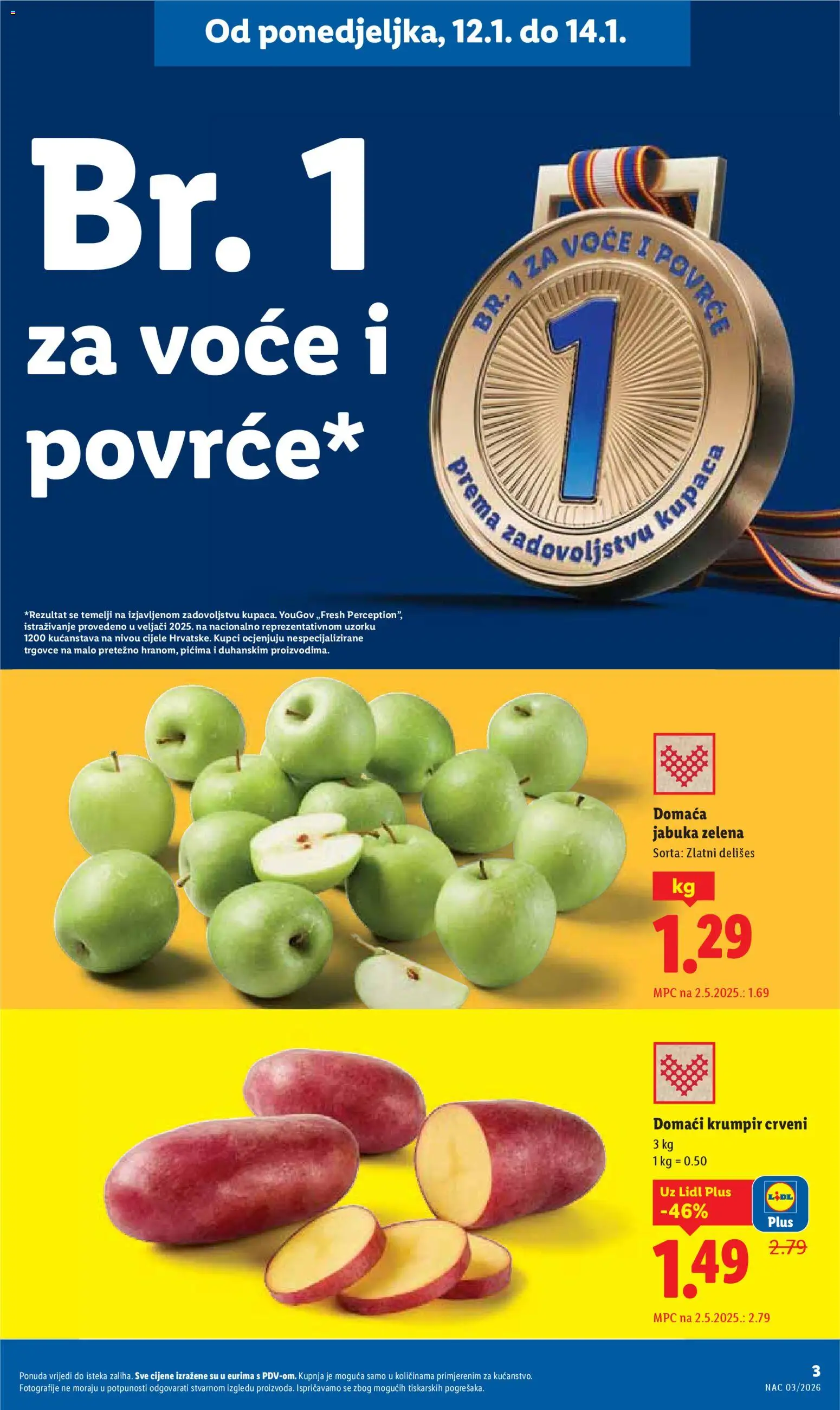 Lidl katalog | vrijedi od 12.01.2026 | Stranica: 3 | Proizvodi: Krumpir, Voće, Jabuka