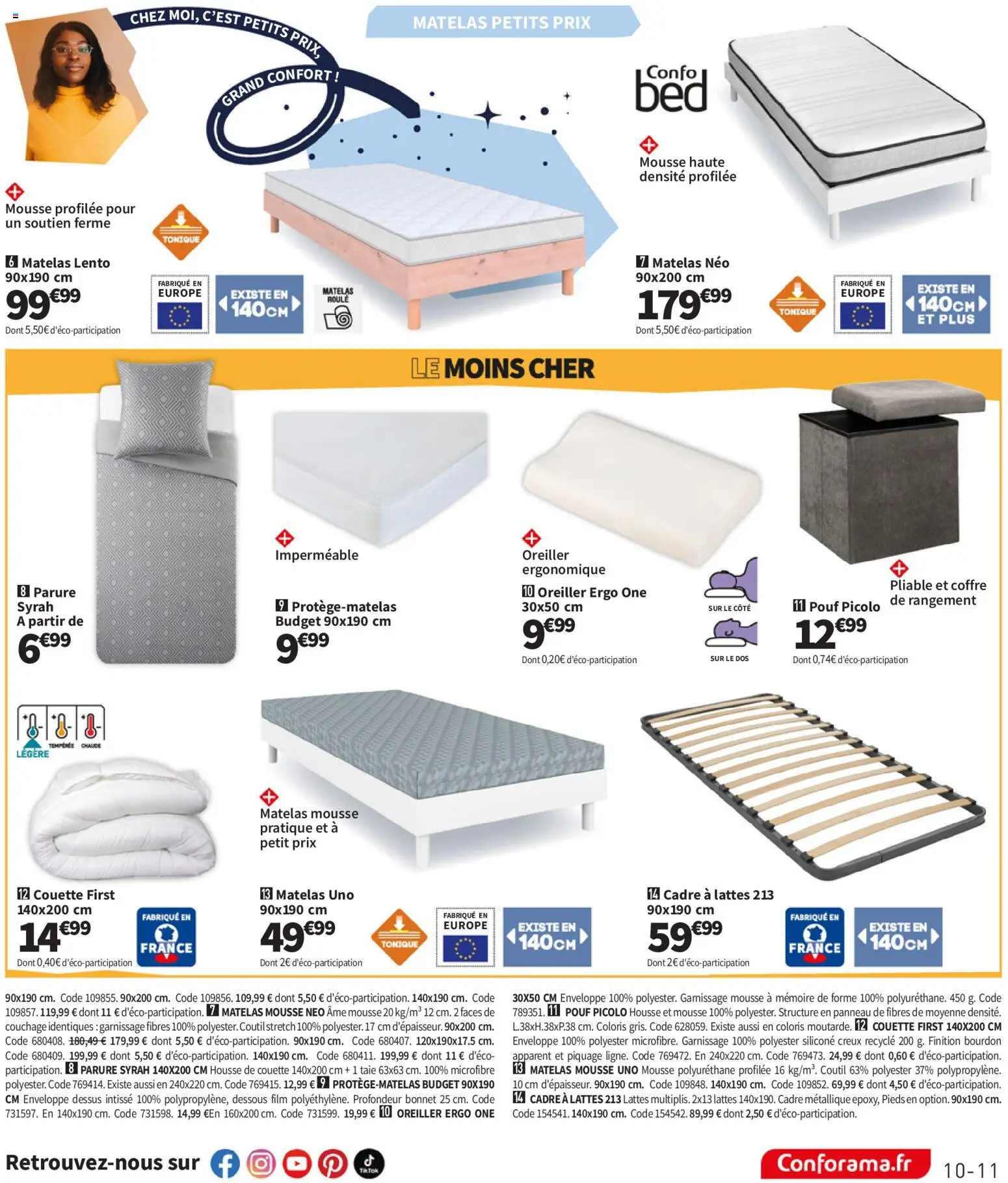 {H1} | Page: 11 | Produits: Mousse, Tonique, Oreiller, Cadre