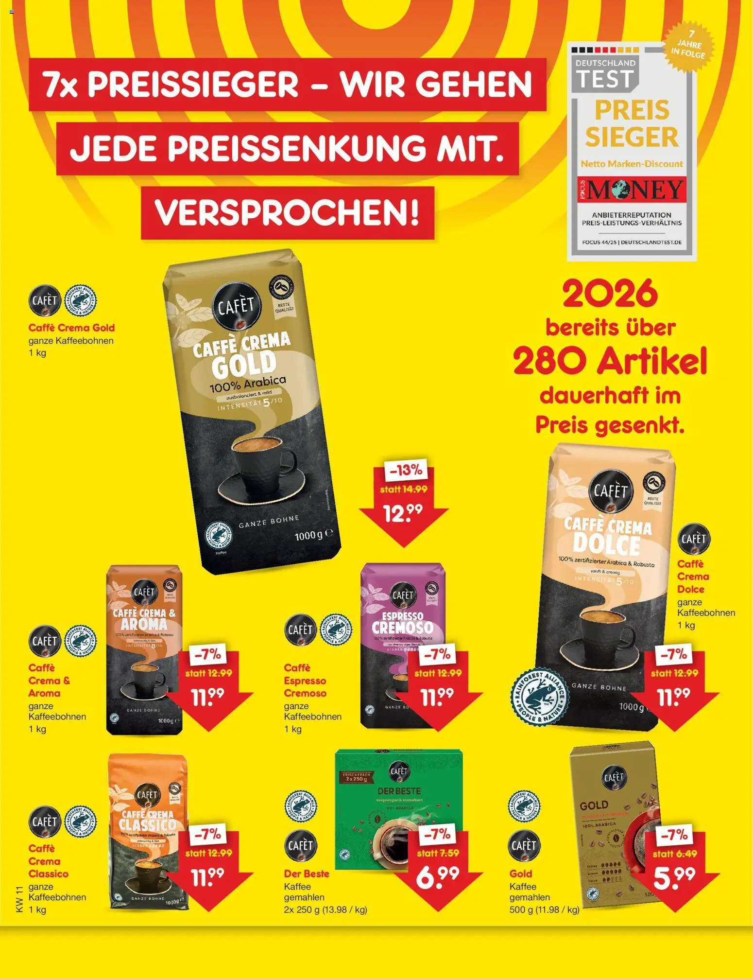Netto Marken-Discount Preissenkung auf Dauer – gültig ab 10.03.2026 | Seite: 1 | Produkte: Kaffee