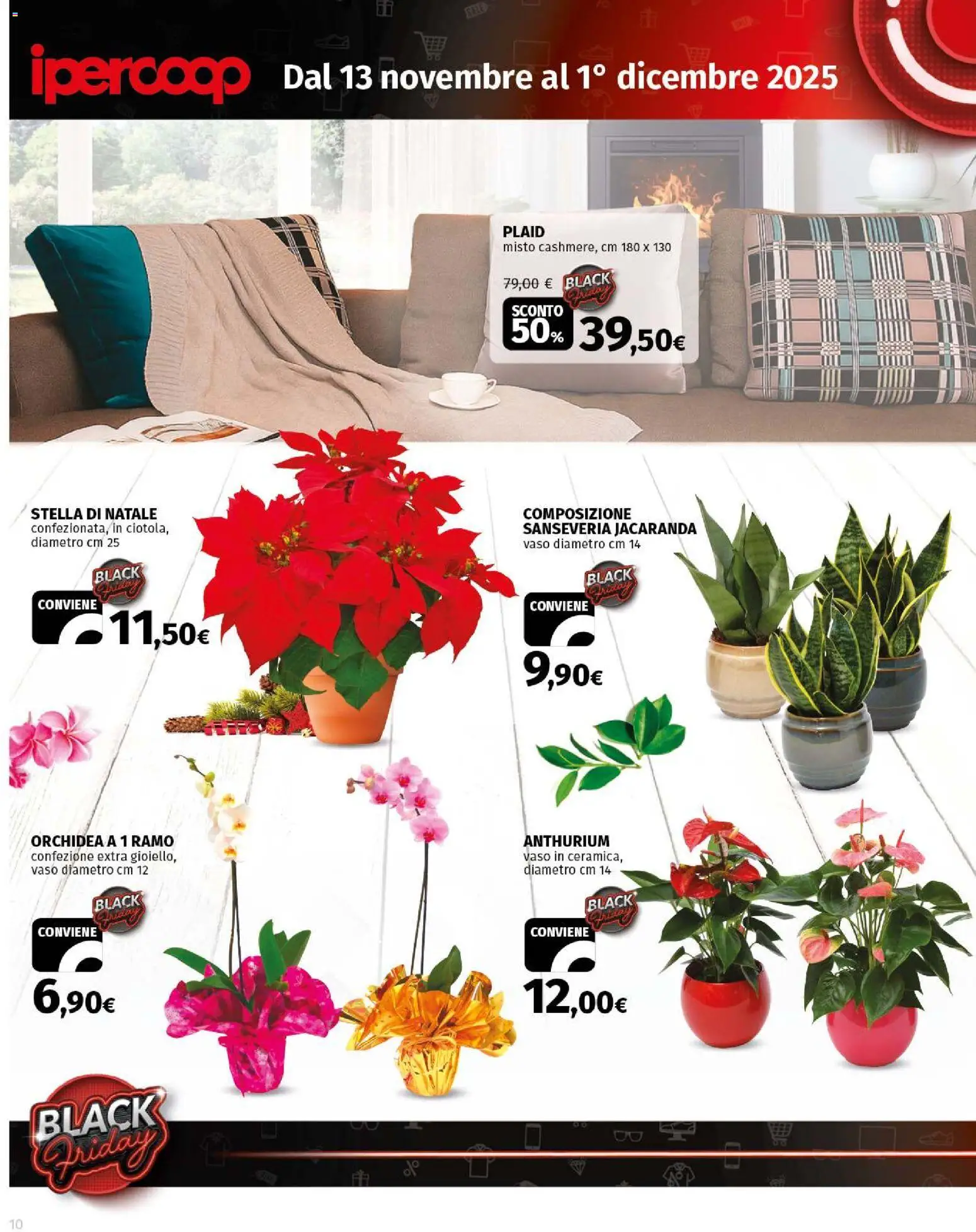 Volantino Ipercoop del 13.11.2025 | Pagina: 10 | Prodotti: Plaid, Orchidea, Vaso