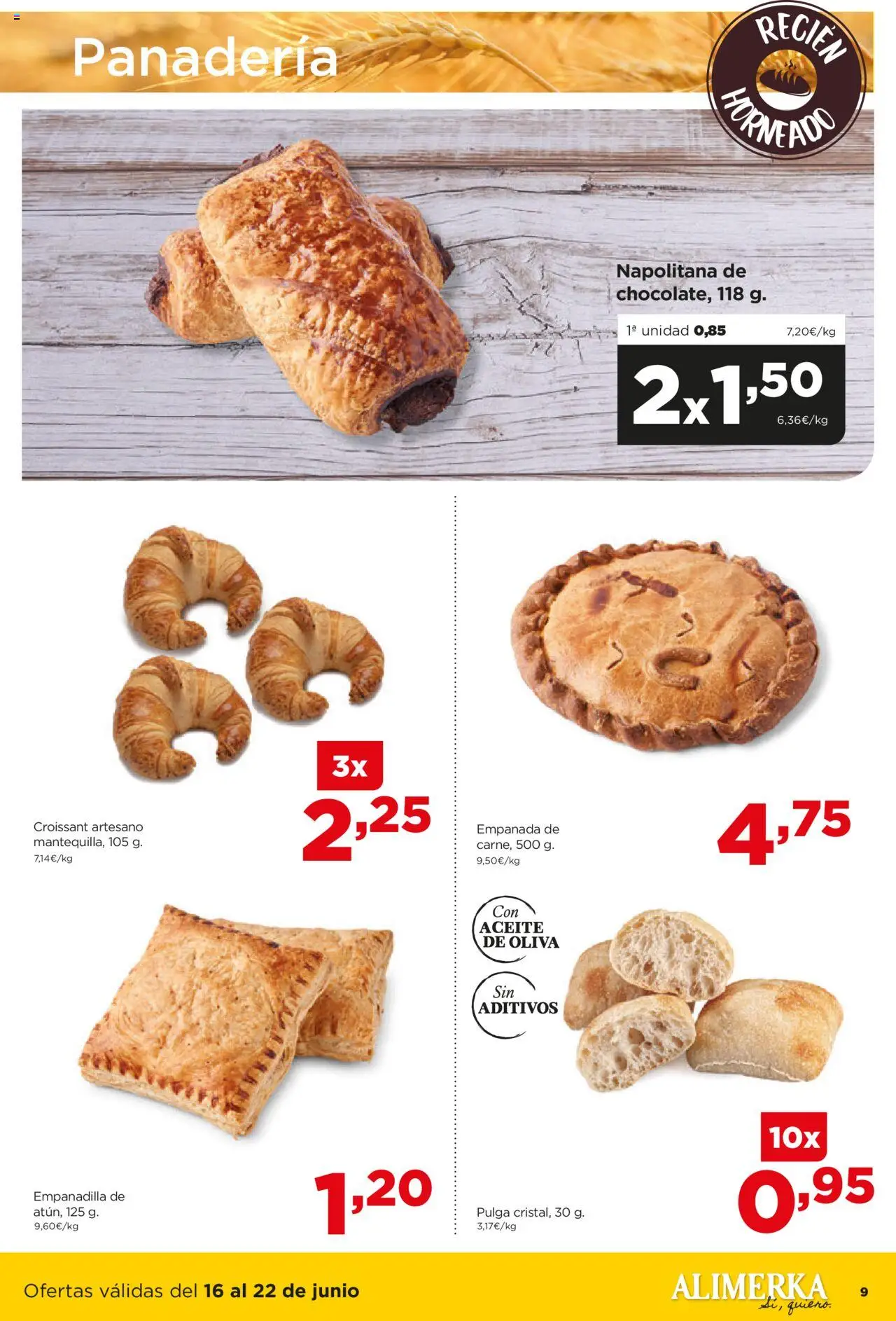 Alimerka folleto Asturias │ válido desde el 16.06.2025 | Página: 9 | Productos: Aceite, Croissant, Aceite de oliva, Panadería