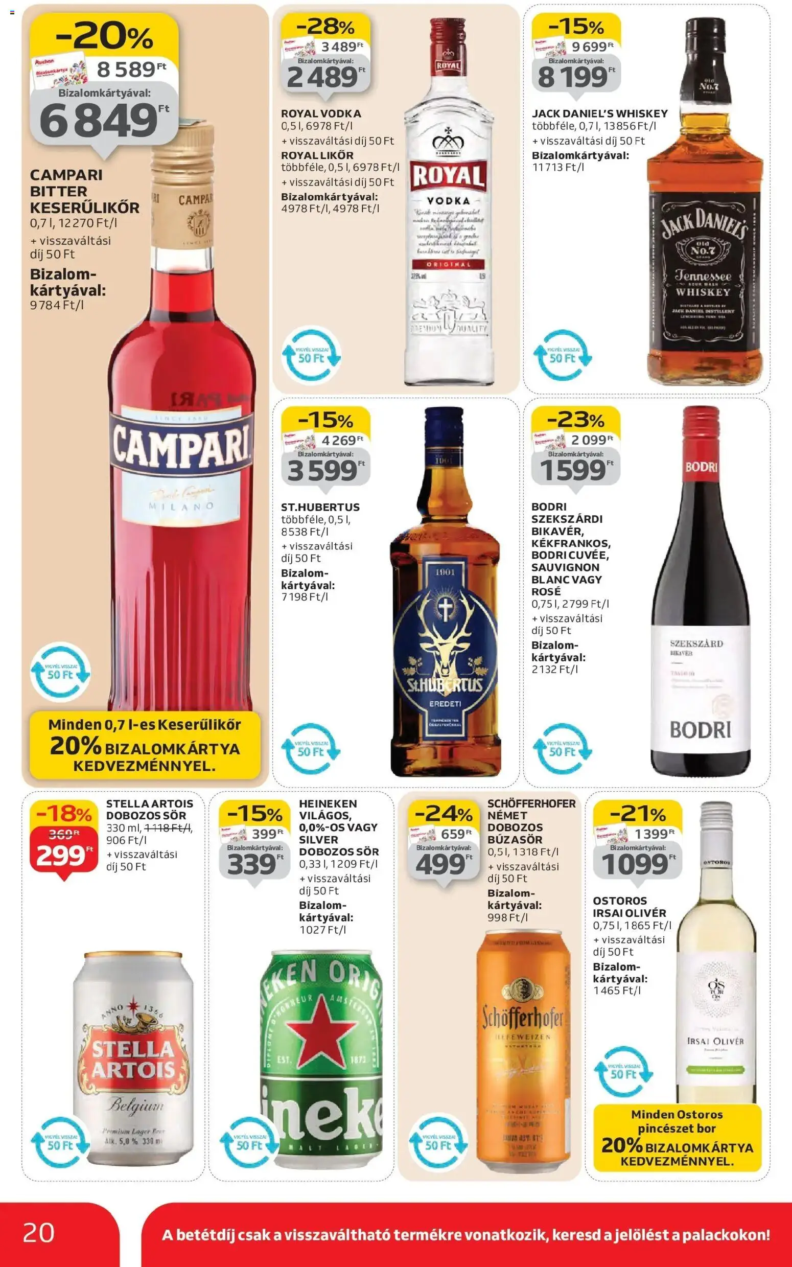 Auchan akciós ujság - amely érvényes a következő dátumtól: 29.01.2026 | Oldal: 20 | Termékek: Heineken, Stella artois, Sör, Likőr