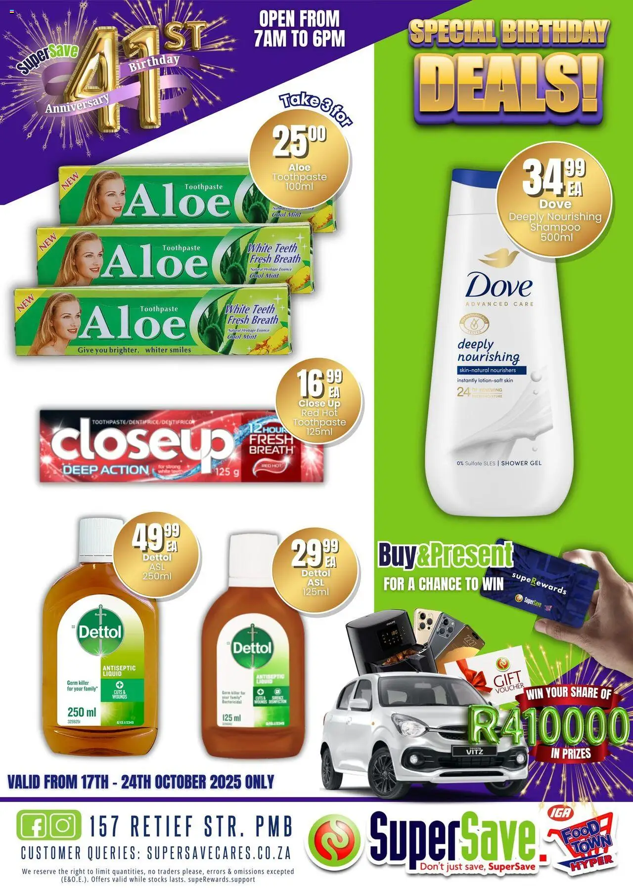 New Super Save catalogue – valid from 17.10.2025 | Page: 86 | Products: Shower, Shampoo, Shower gel, Toothpaste
