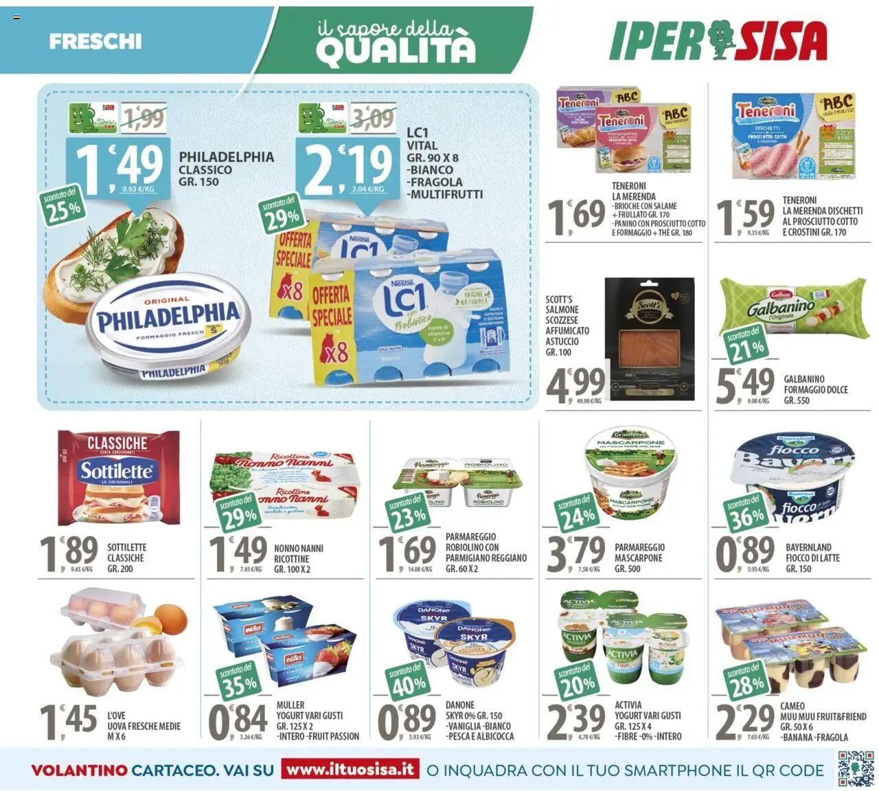 Volantino SISA del 03.10.2025 | Pagina: 7 | Prodotti: Prosciutto Cotto, Salmone, Astuccio, Mascarpone