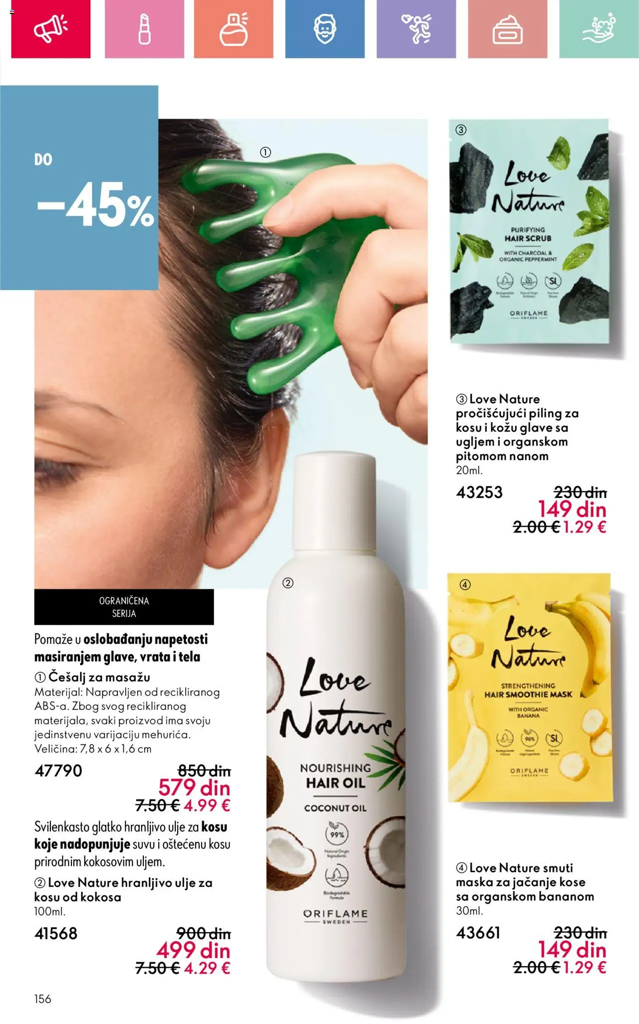 Oriflame katalog - važi od 22.06.2025 | Strana: 156 | Proizvode: Banana, Ulje za kosu, Maska, Piling