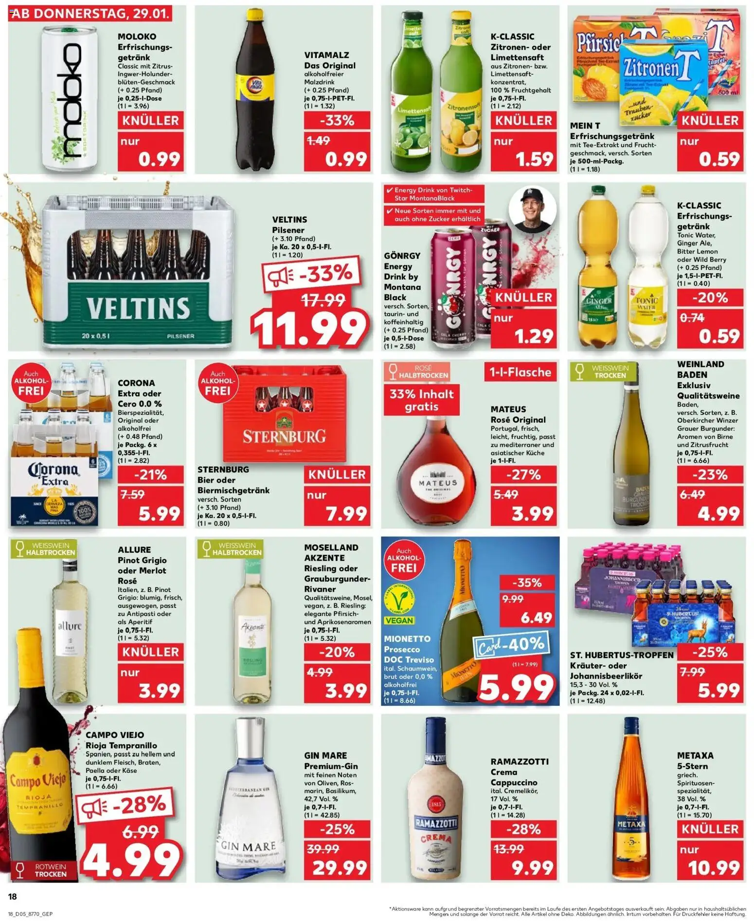Kaufland prospekt Genthin	 – gültig ab 29.01.2026 | Seite: 18 | Produkte: Energy, Küche, Zucker, Ramazzotti