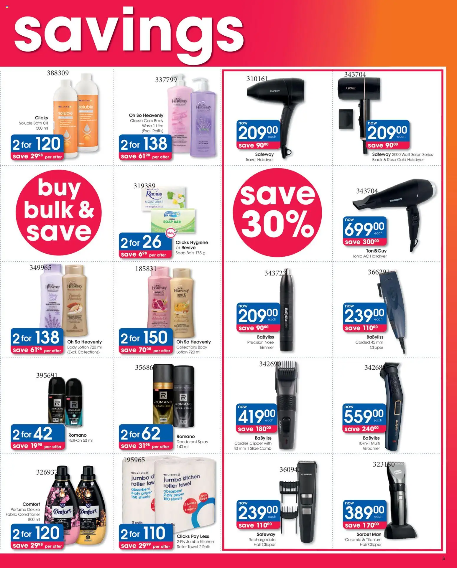 New Clicks catalogue – valid from 11.11.2025 | Page: 3 | Products: Bath, Perfume, Deodorant, Paper