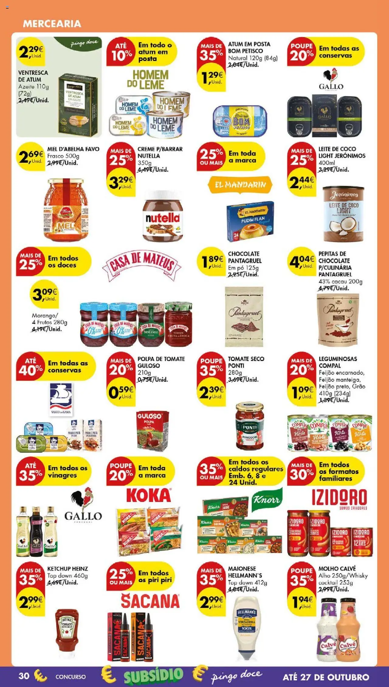 Pingo Doce folheto │ válido de 14.10.2025 | Página: 32 | Produtos: Atum, Azeite, Pudim, Chocolate