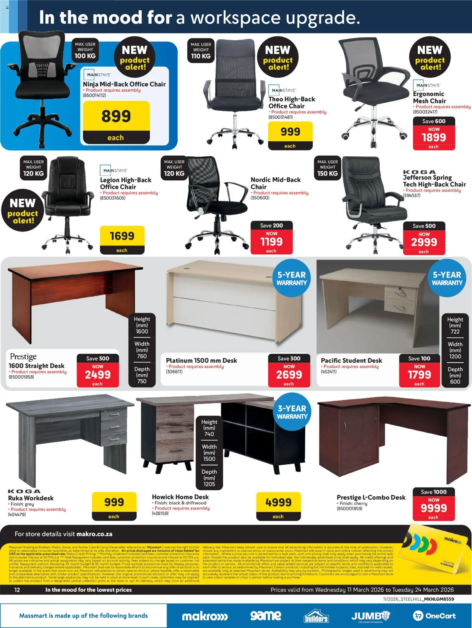 New Makro catalogue – valid from 11.03.2026 | Page: 12 | Products: Desk, Chair, Chips, Stock