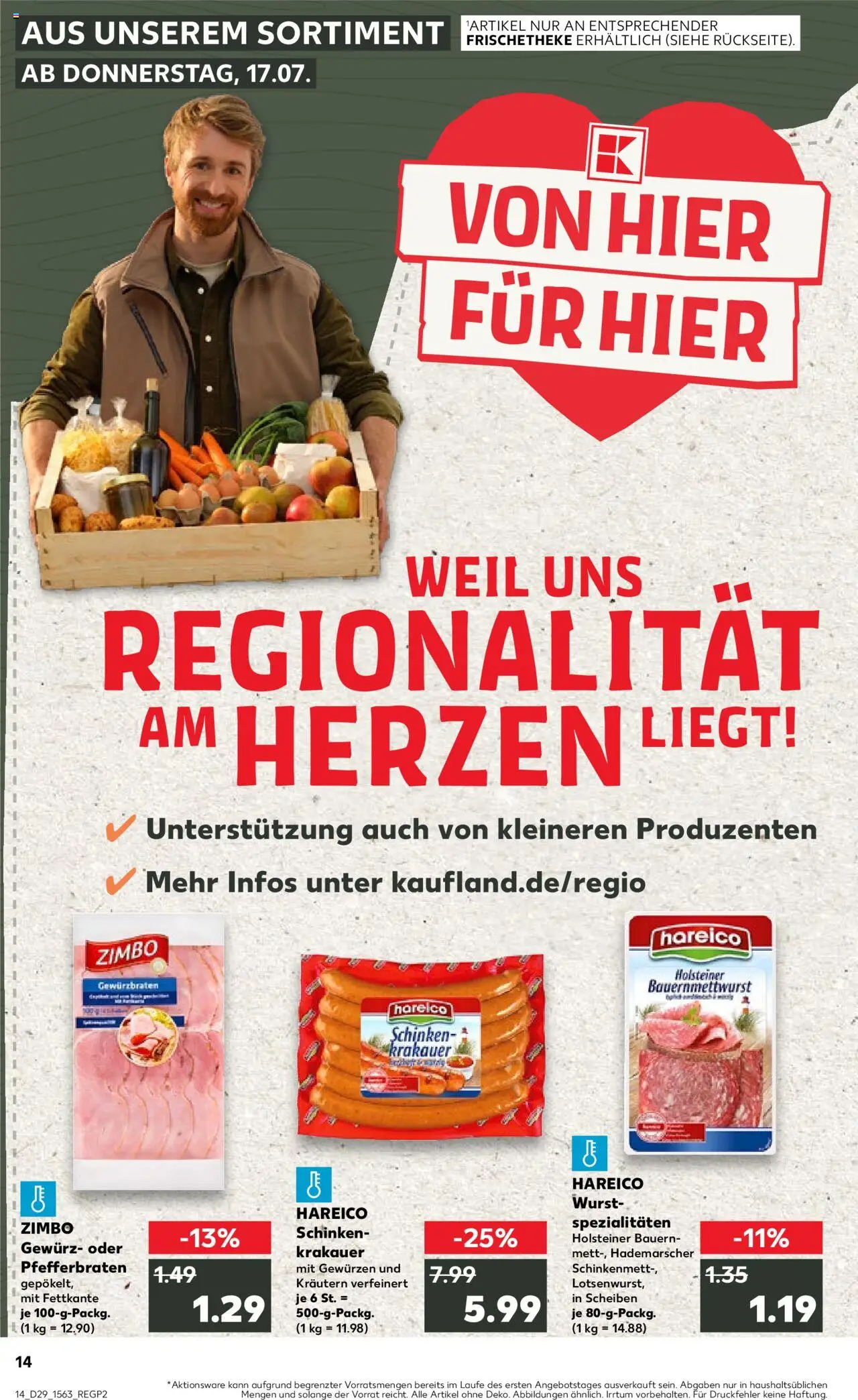 Kaufland prospekt Kiel	 - gültig ab dem 17.07.2025 | Seite: 14 | Produkte: Wurst, Schinken