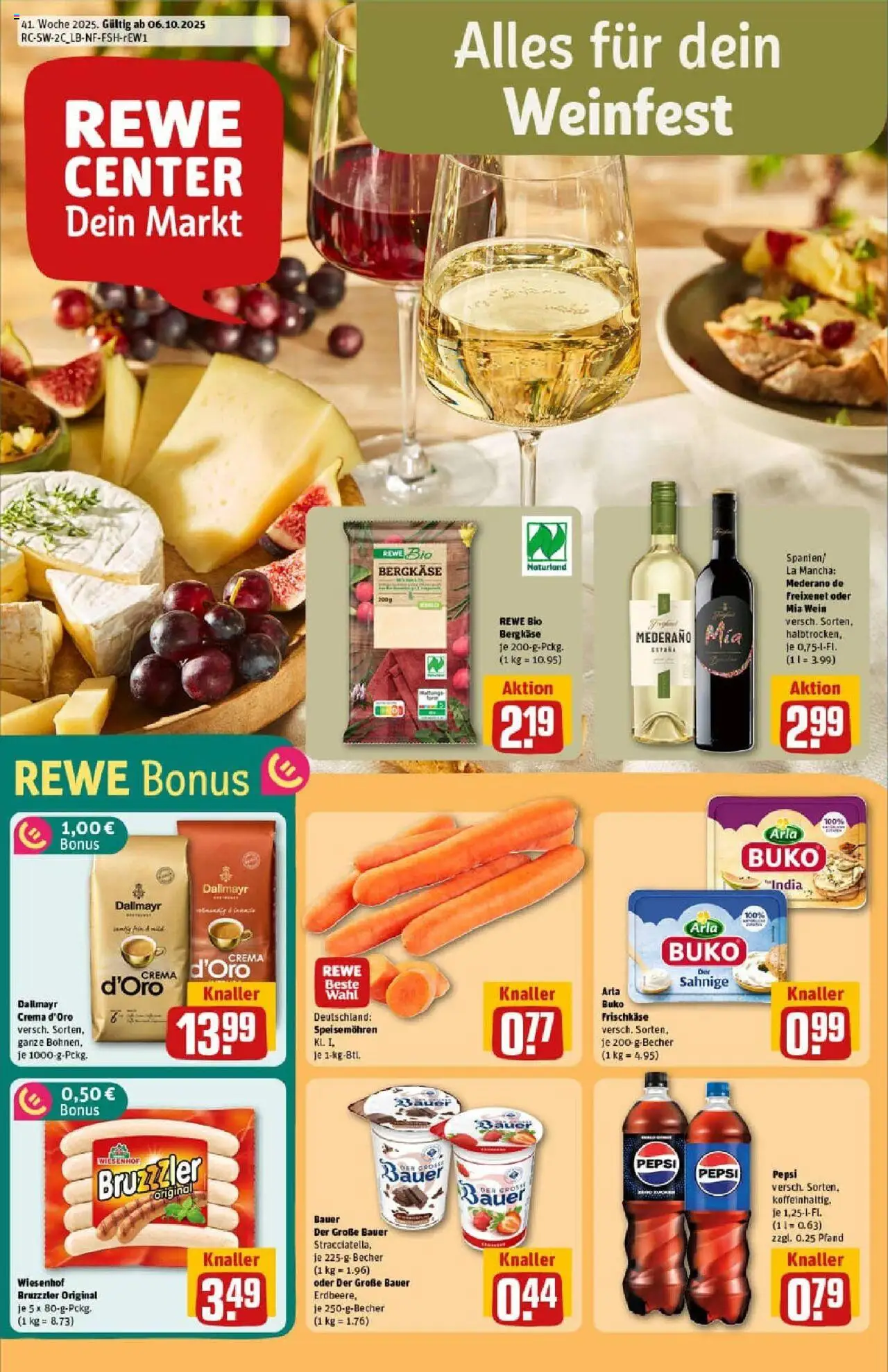 Rewe prospekt Zell Unter Aichelberg	 – gültig ab 06.10.2025 | Seite: 1 | Produkte: Freixenet, Arla buko, Pepsi, Frischkase