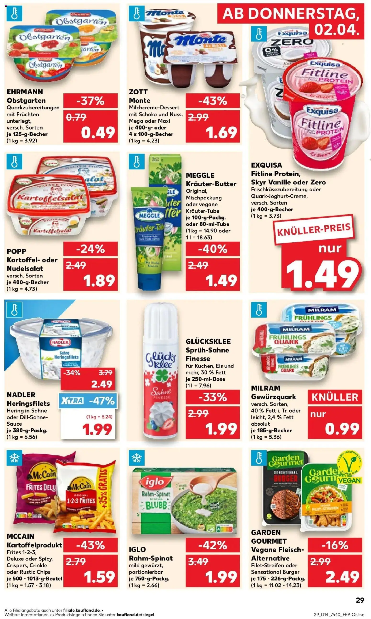 Kaufland Prospekt Erfurt	 – gültig ab 30.03.2026 | Seite: 43 | Produkte: Quark, Burger, Exquisa, Sahne