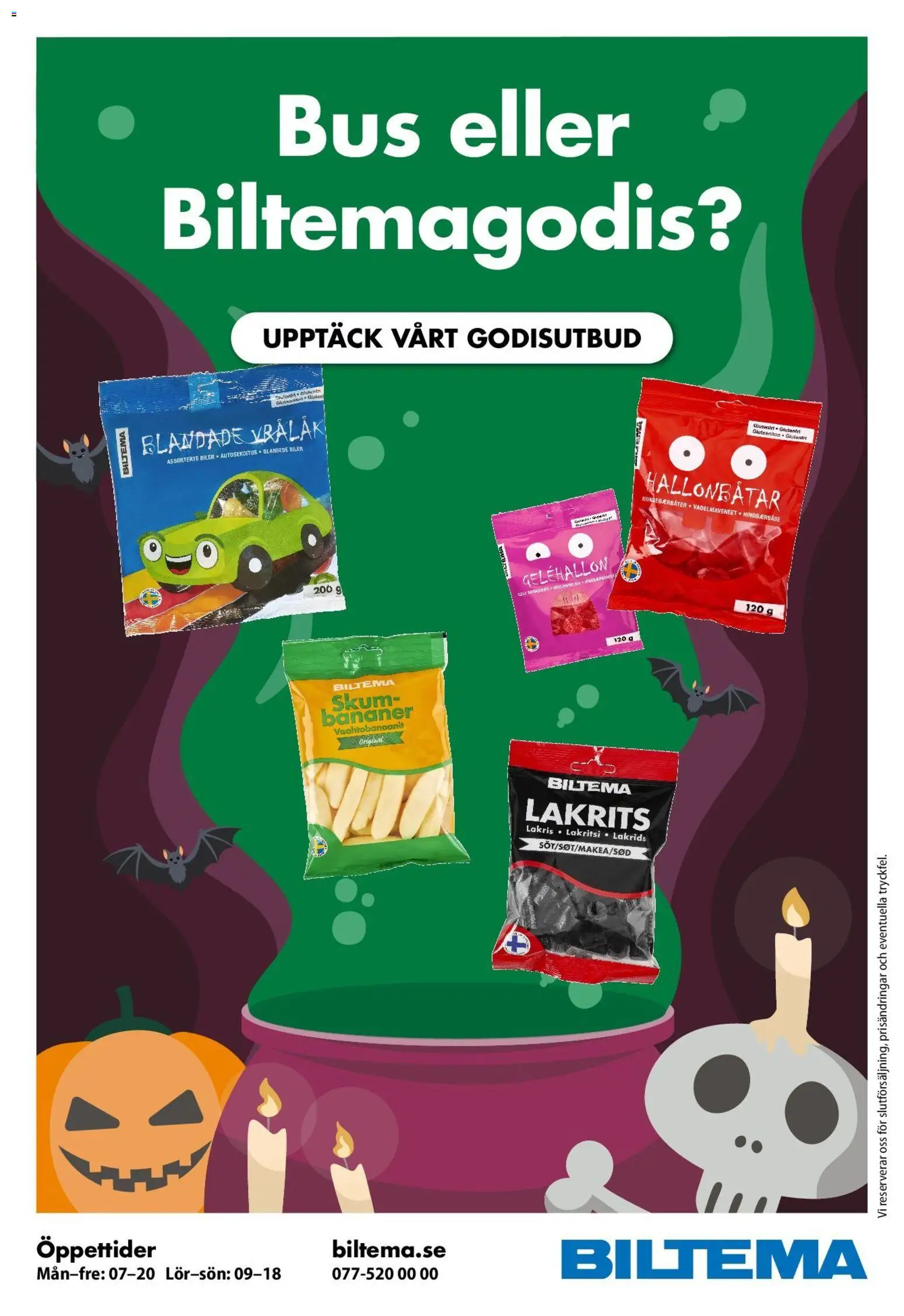 Biltema reklamblad aktuell från 20.10.2025 | Sida: 18 | Produkter: Lakrits, Bananer