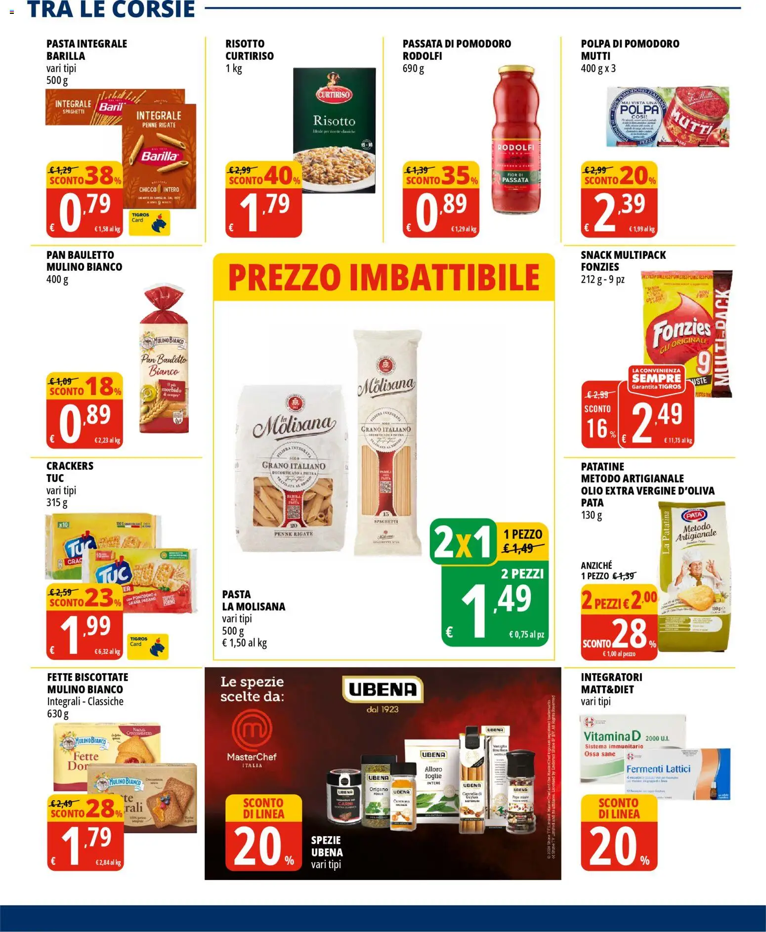 Volantino Tigros del 28.01.2026 | Pagina: 21 | Prodotti: Pomodoro, Grana Padano, Mutti, Fette biscottate